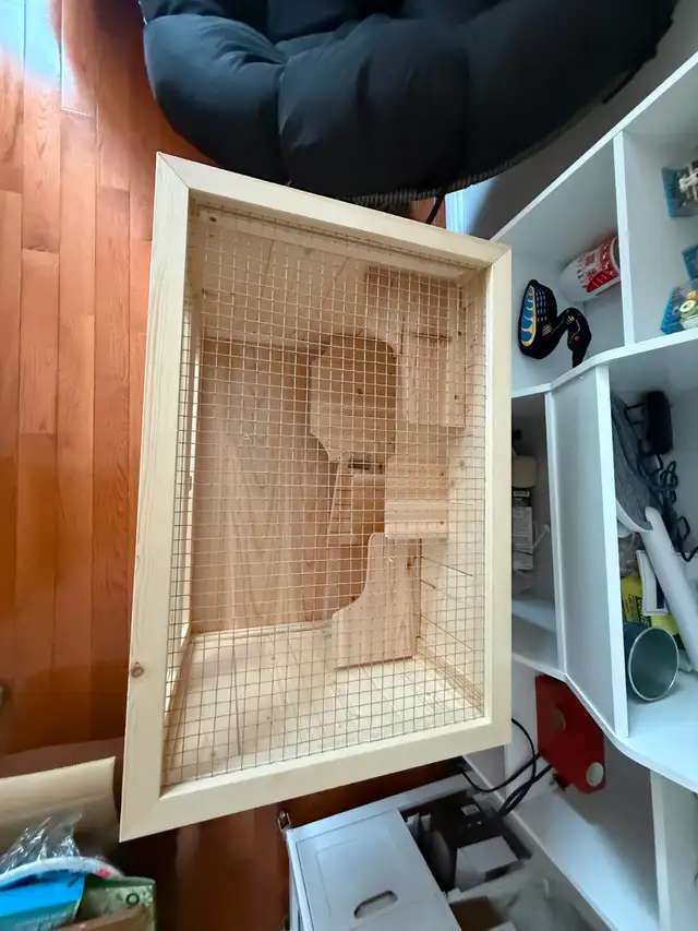Wooden Hamster Cage Small Pet Habitat with Multi-level Platforms - photo 3