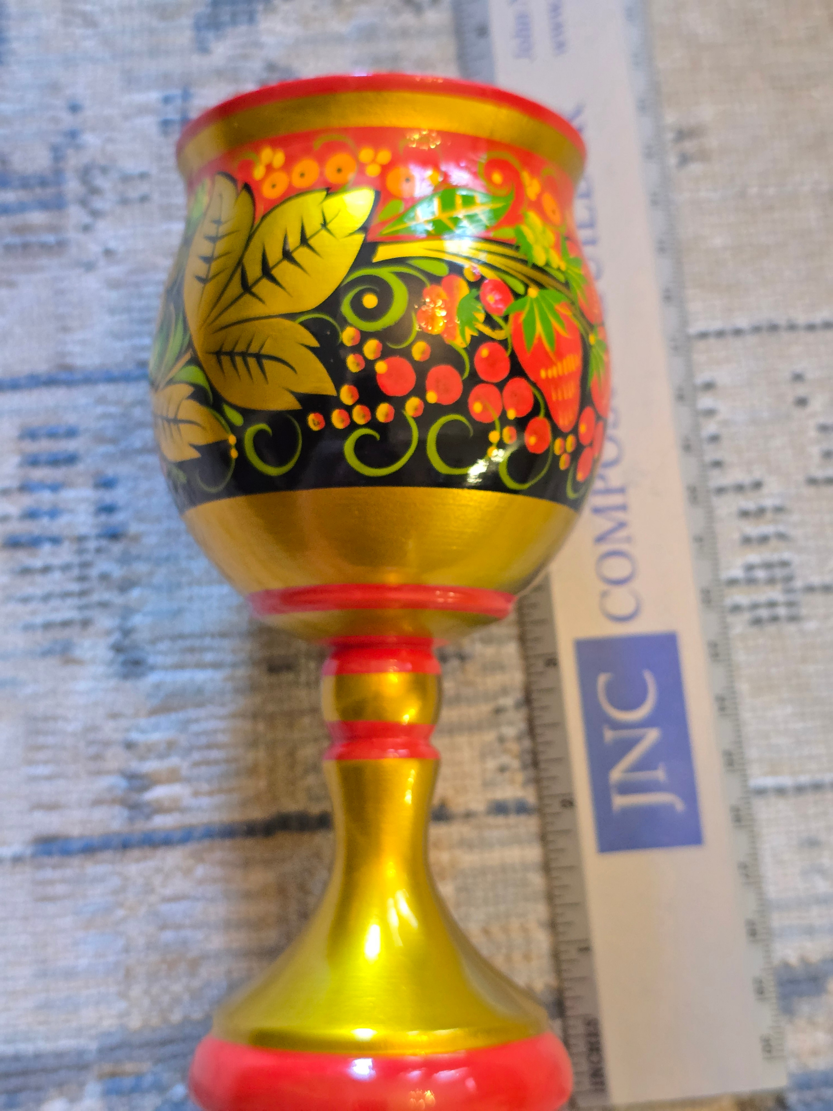 Khokhloma Russian Painted Wooden Goblet - photo 2
