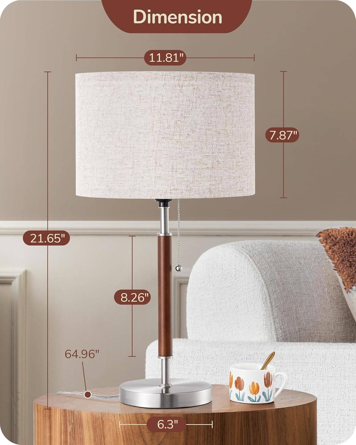 Modern Table Lamp with Wood Accent and Pull Chain - photo 2