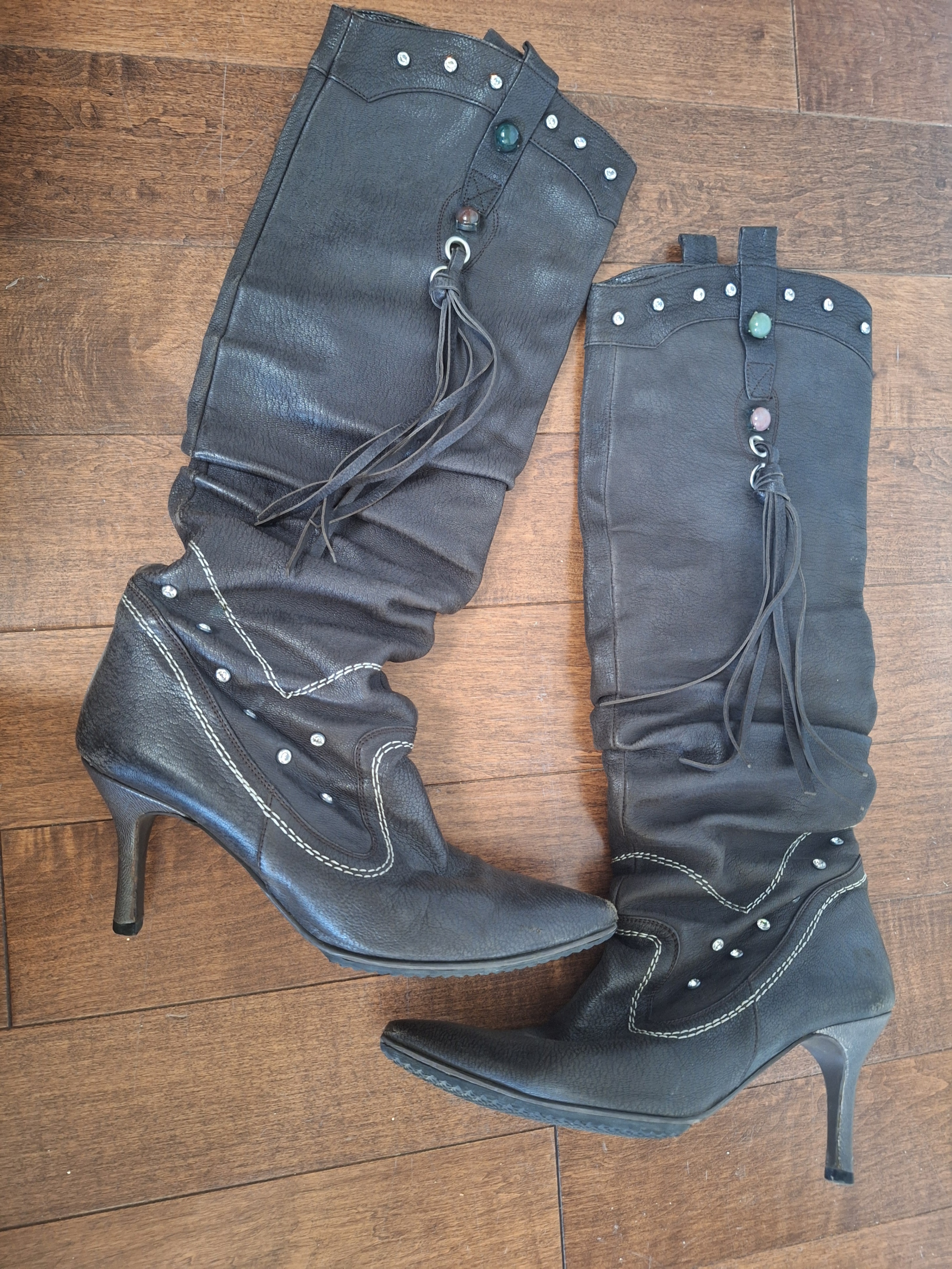 Women's Dark Brown Leather Tall Boots (Handmade) - photo 2
