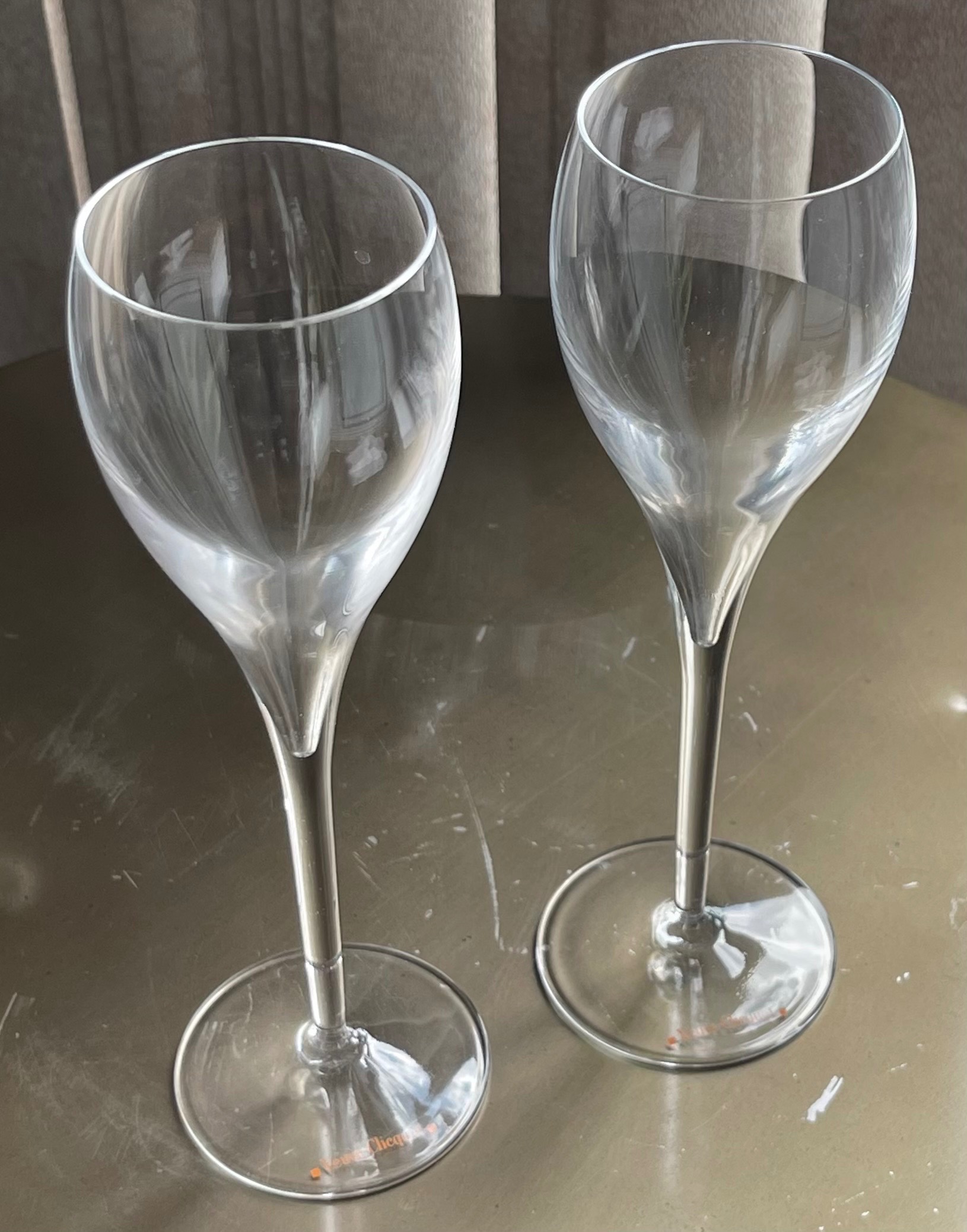 2 Authentic Veuve Clicquot Tulip Champagne Flutes (8")