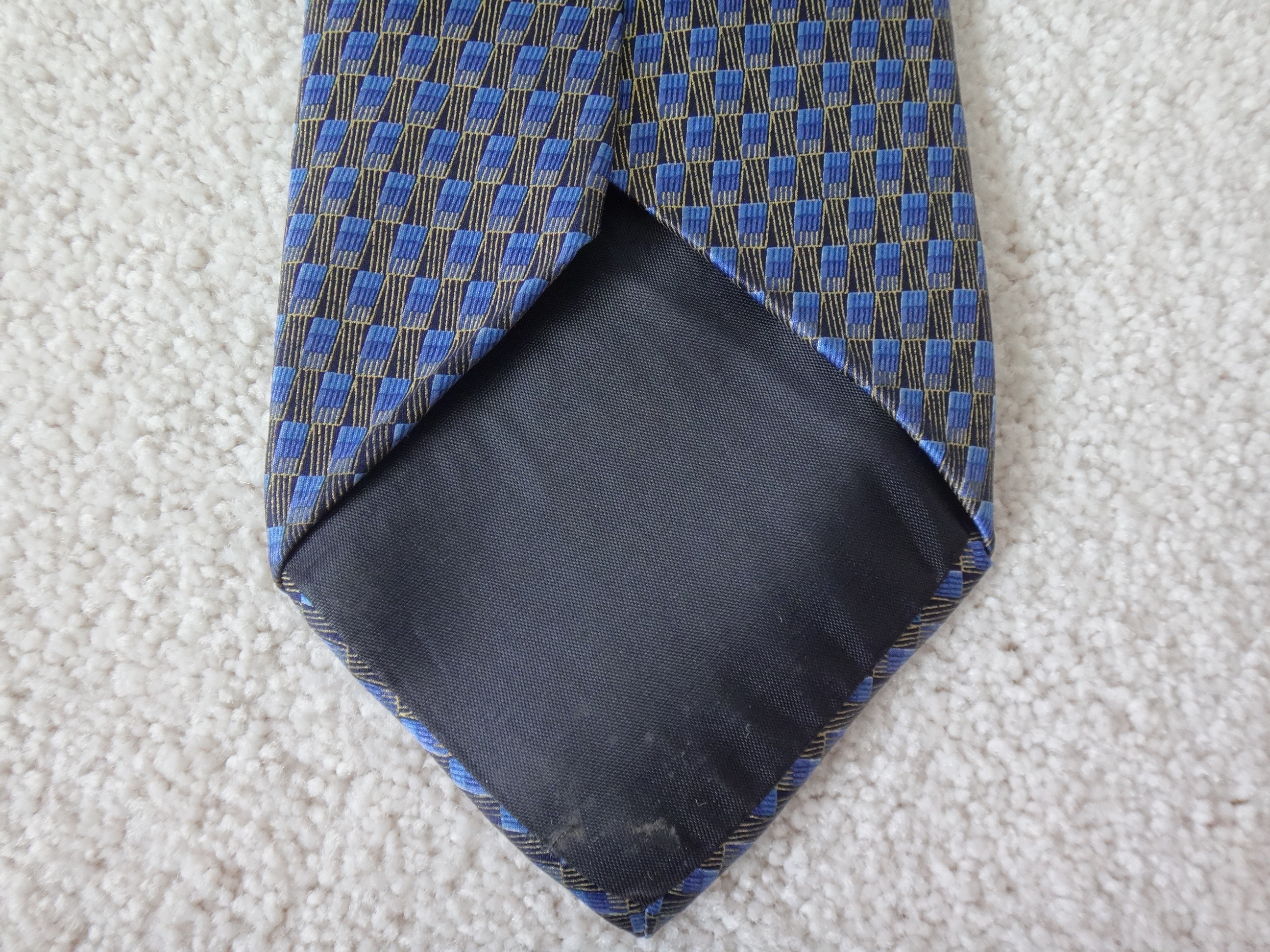 ✅♻️BRADSTREET BY Arrow Men's Blue Gold Black Pattern Silk Tie - photo 4