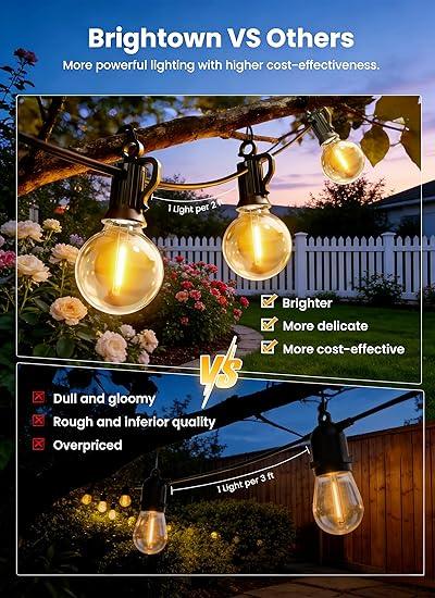 Brightown 58ft 25+1 LED G40 String Lights with Solar Panel - photo 4