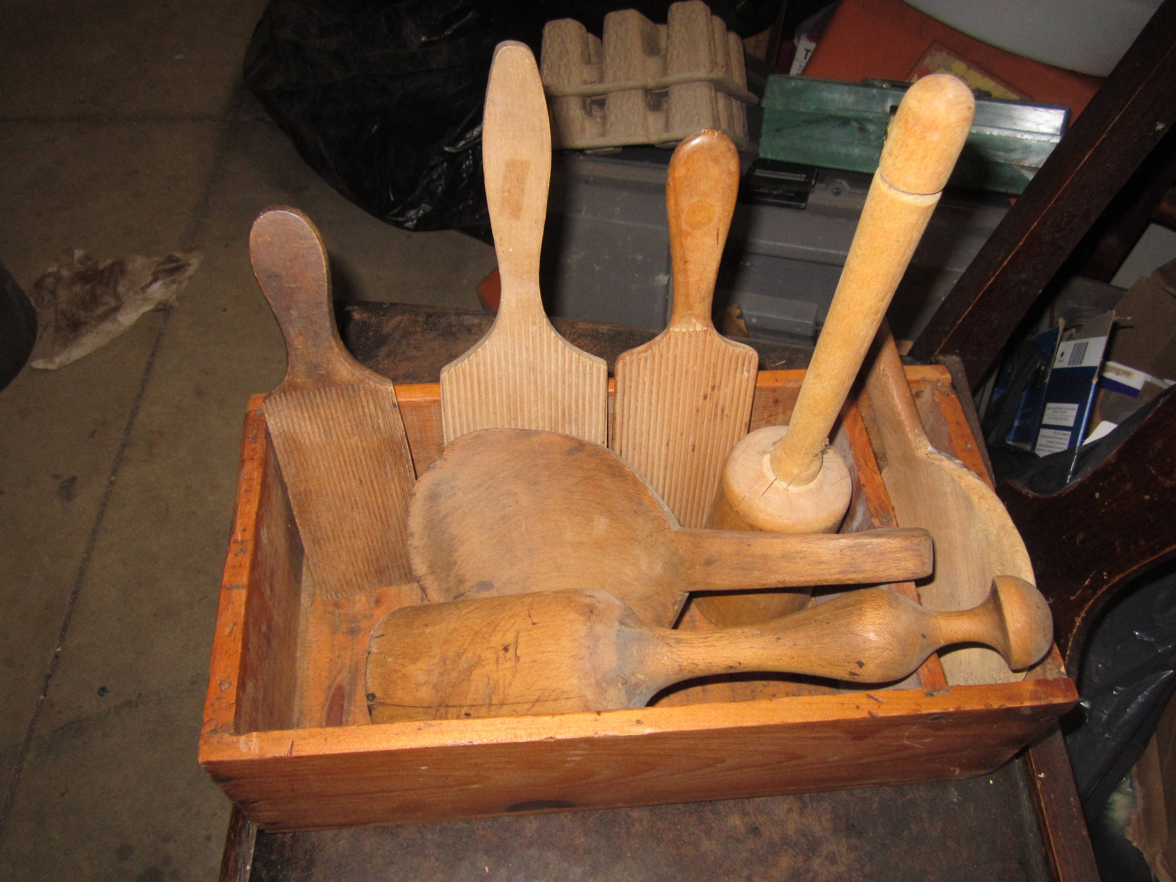 Group of Antique Wooden Utensils with Box - photo 3