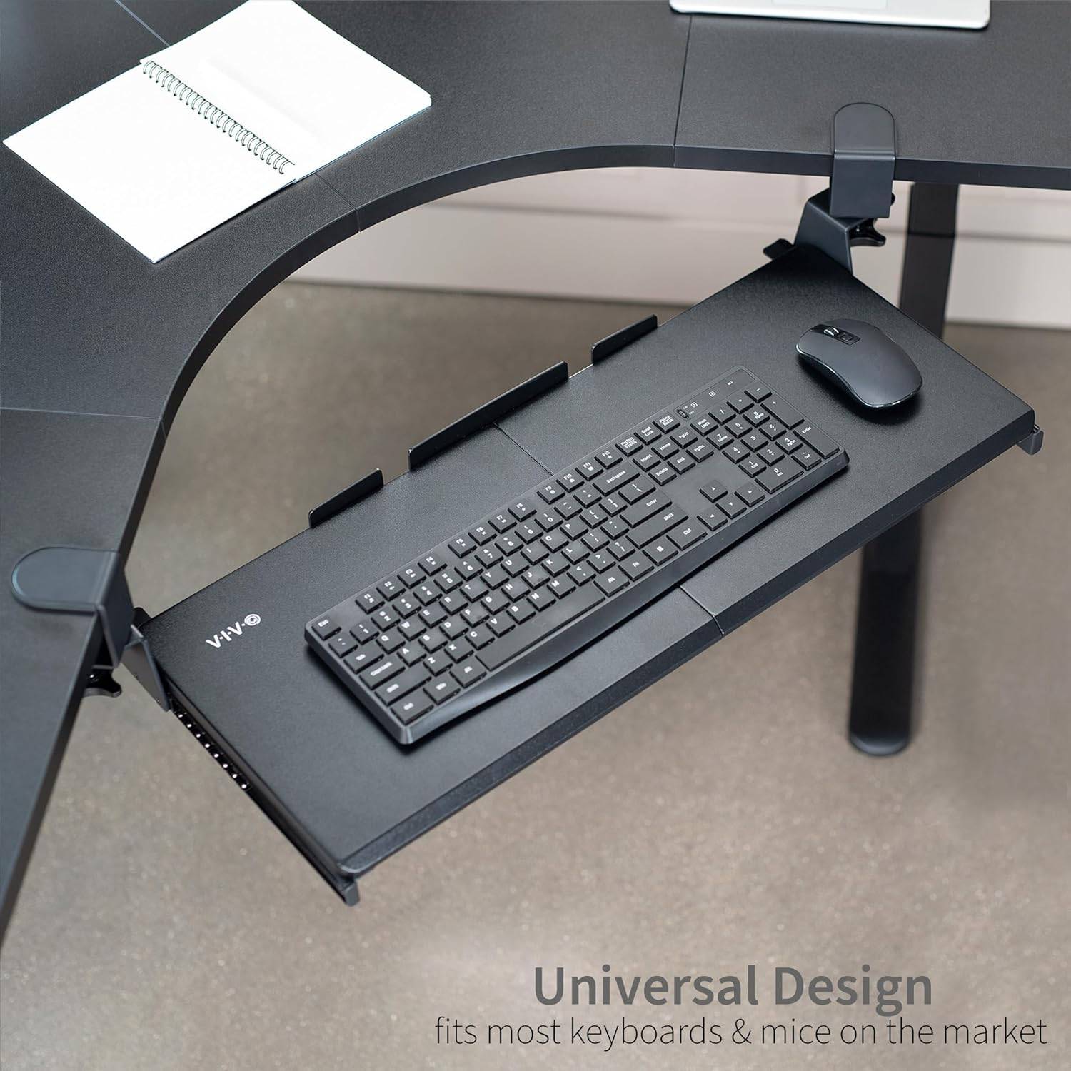 New VIVO Clamp-on Computer Keyboard & Mouse tray Fits Corners