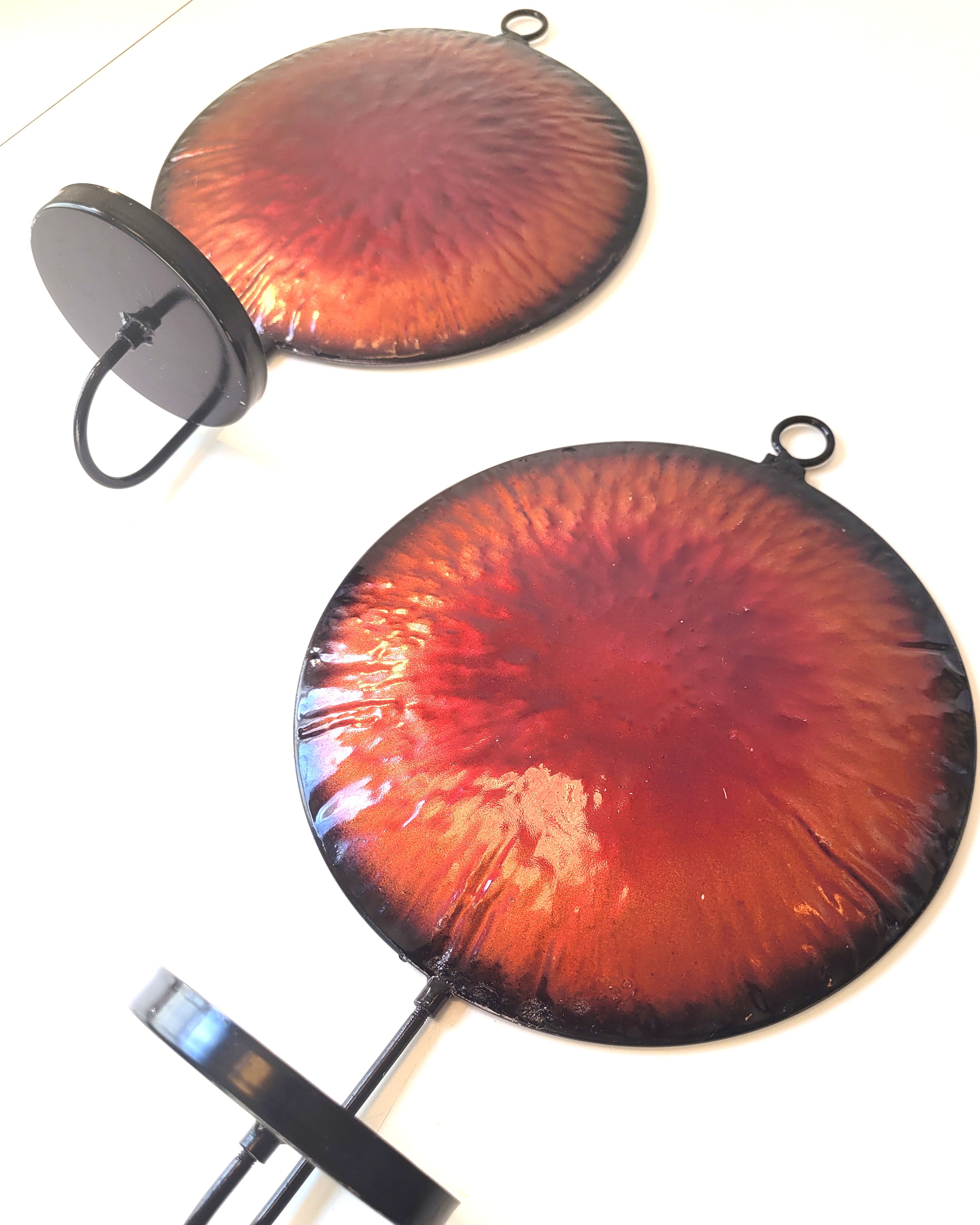 Set of 2 Sunburst Hammered Metal Wall Sconces - 9.25" Diameter - photo 5