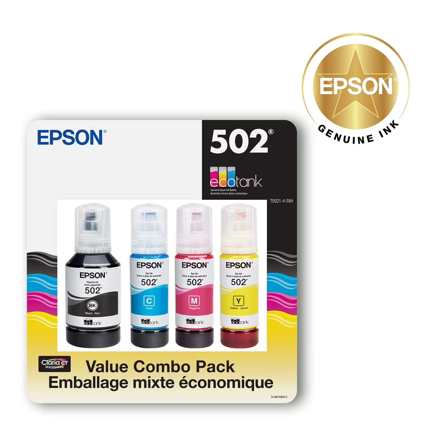 New Epson EcoTank 502 Ink Bottles Value Club Pack