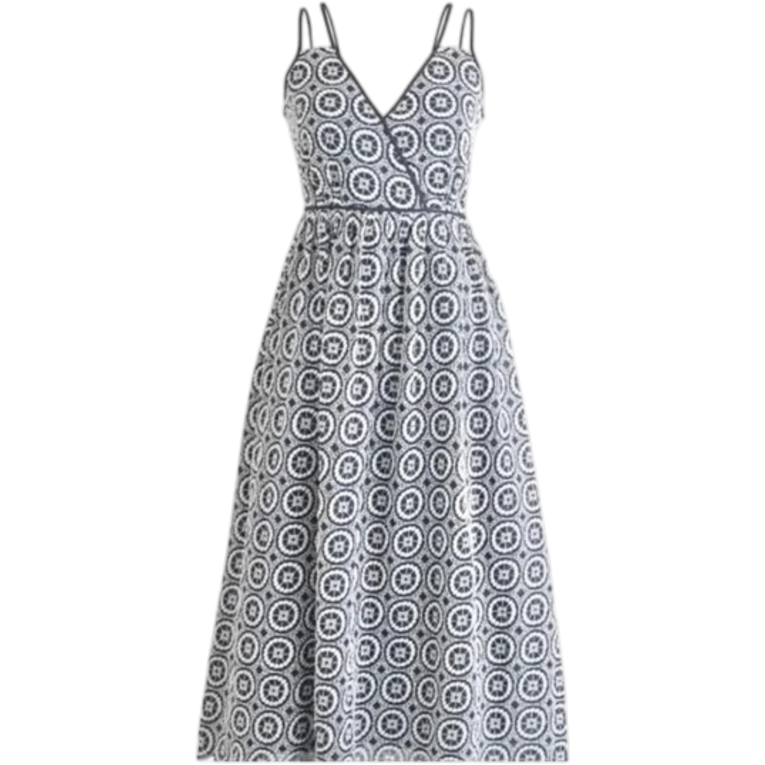 J.Crew Navy White Eyelet Midi Dress Size Small Double Strap - photo 2
