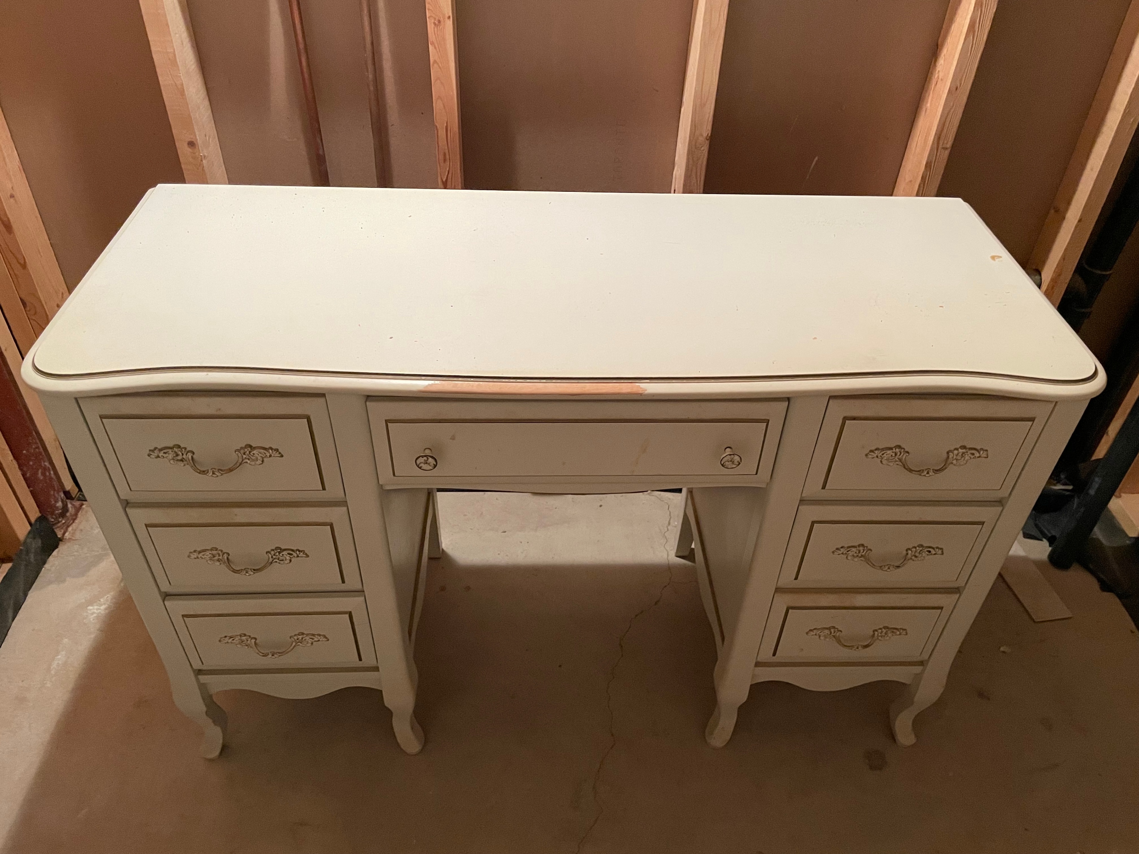 Vintage - White French Provincial Desk with Hutch and Chair - photo 3