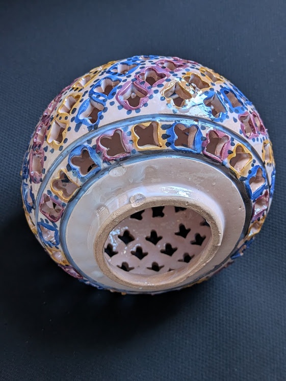 Tunisian Handcrafted pottery clay lamp stand/shade - photo 5