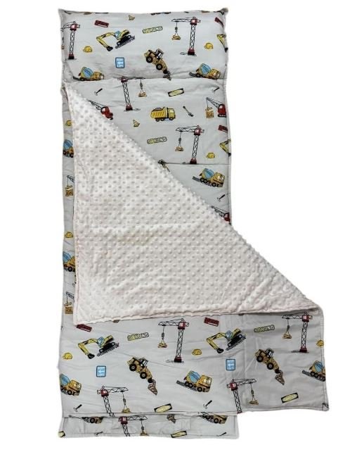 New~Nap Mat W/Pillow & Blanket, Age 3+, Const Vehicles