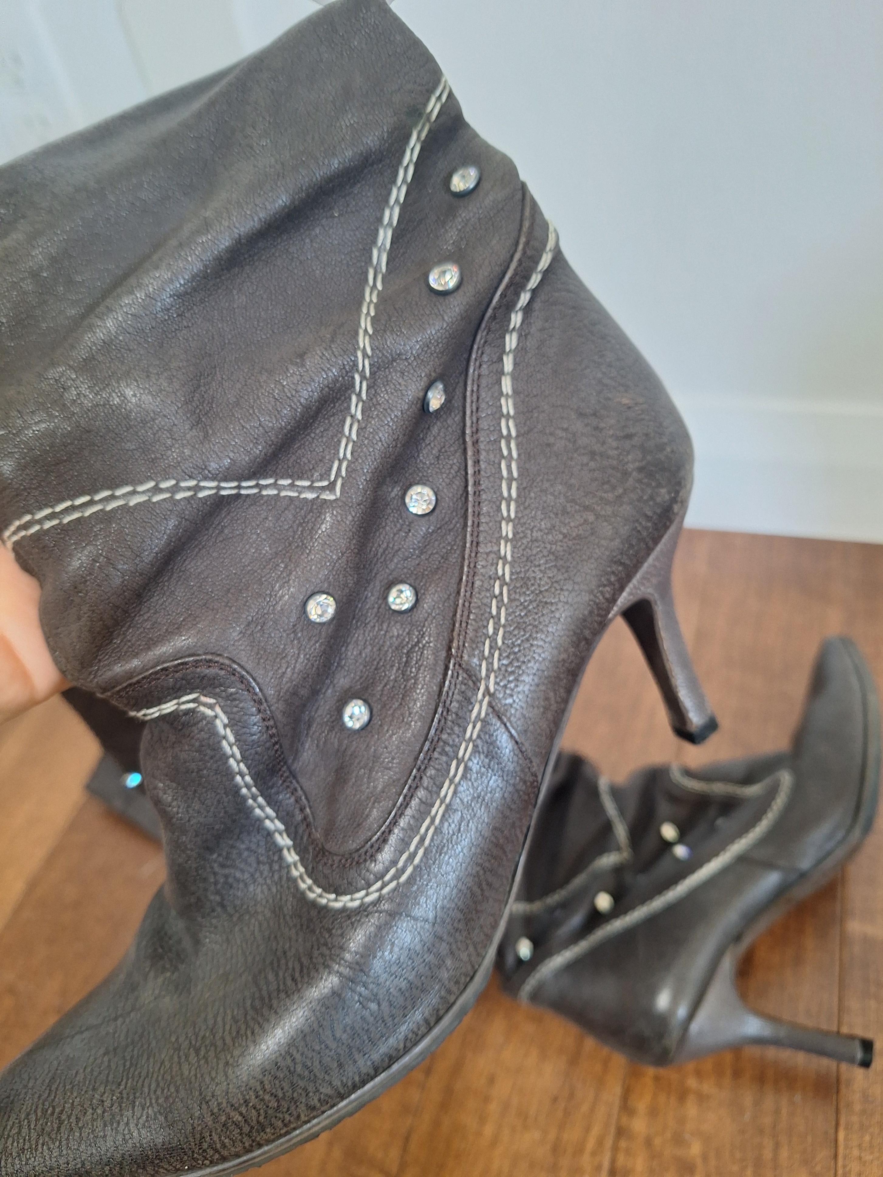 Women's Dark Brown Leather Tall Boots (Handmade) - photo 4