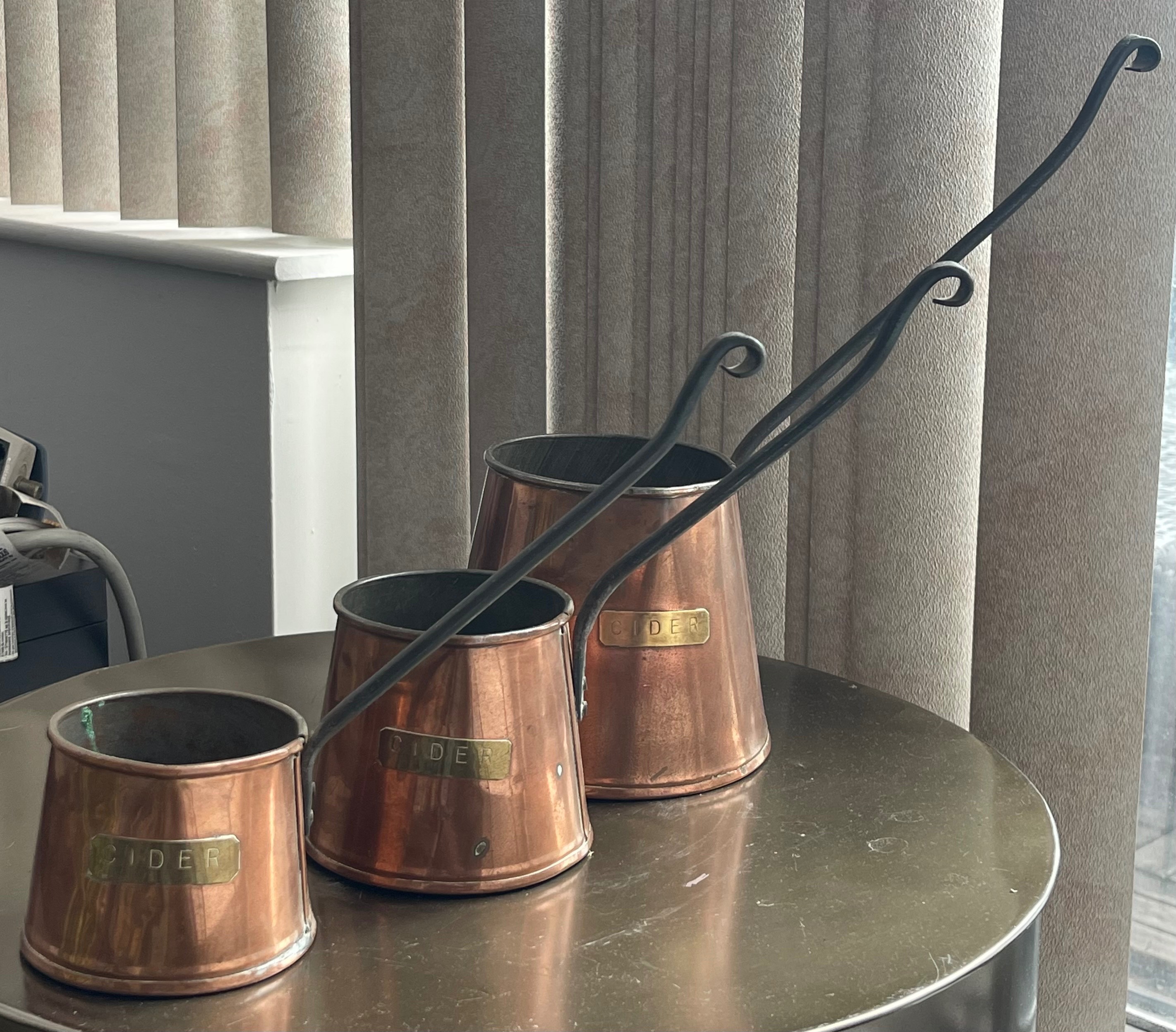 Trio of Antique Copper Cider Measures - Farmhouse Style