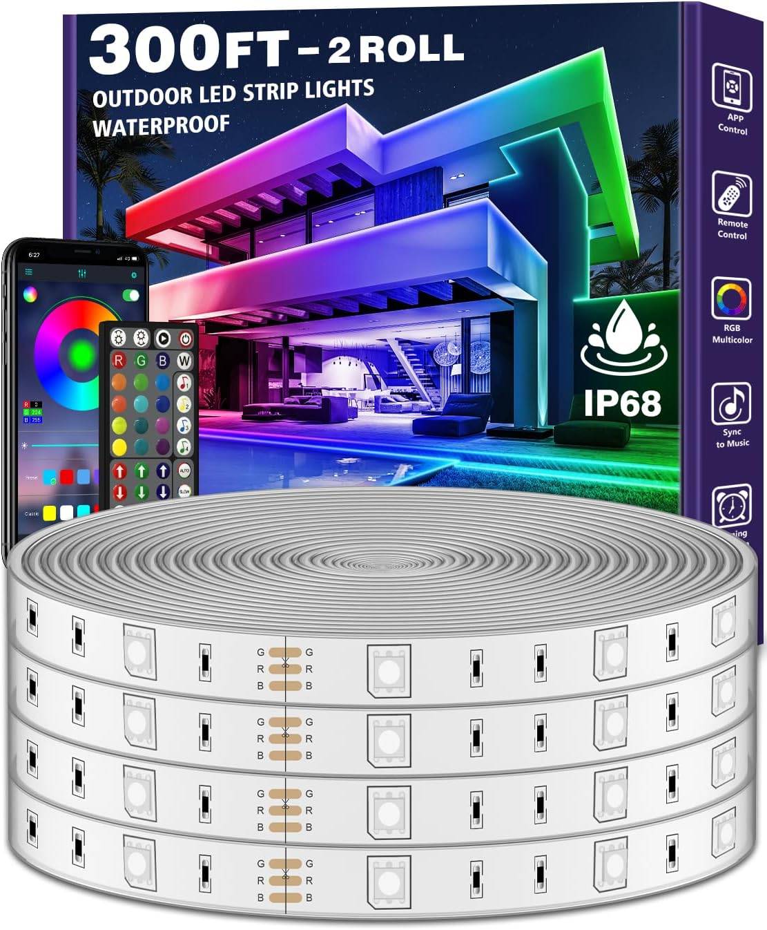 300FT Outdoor LED Strip Lights Waterproof - Smart APP Control
