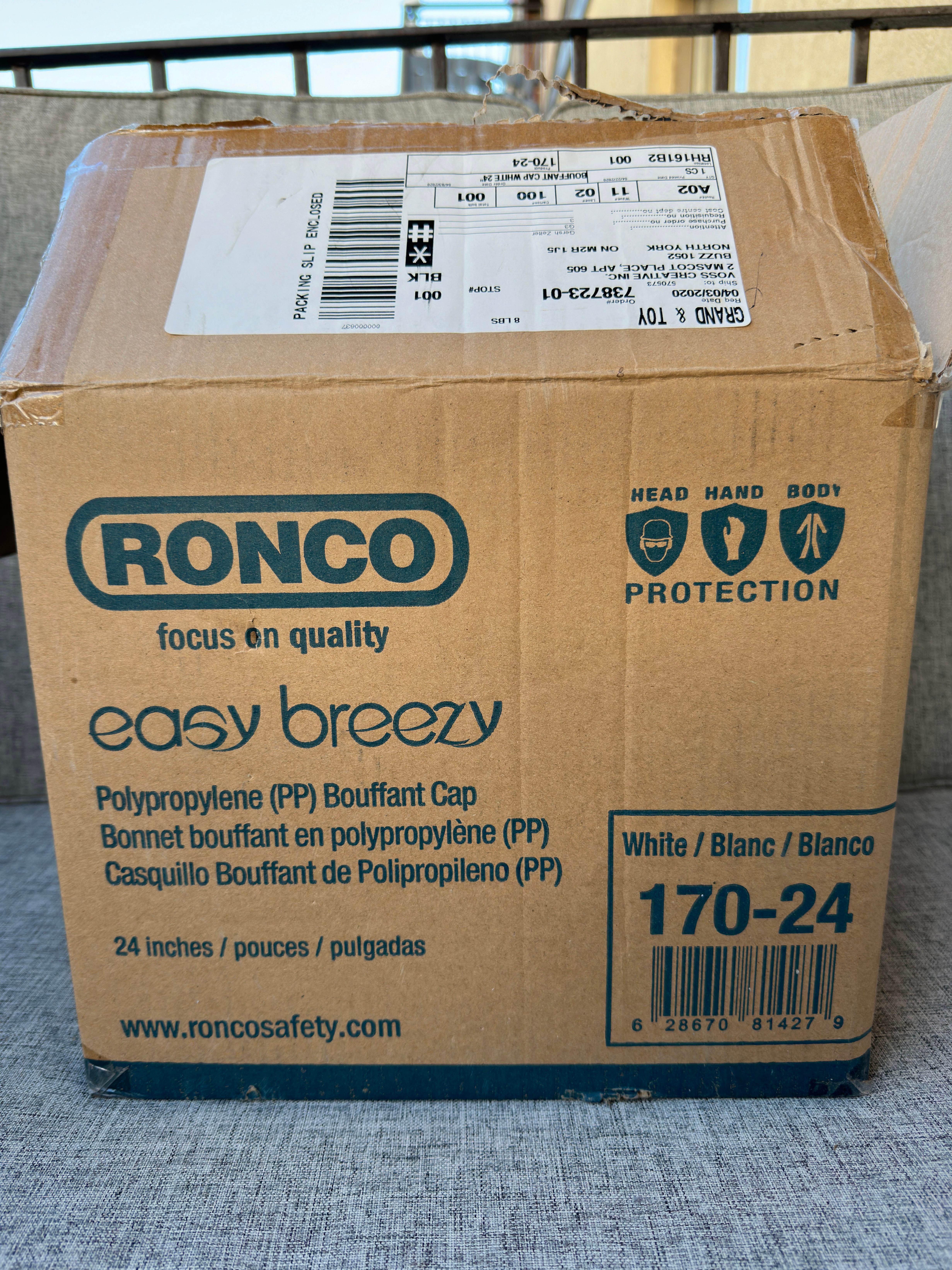 Ronco 24" Bouffant Cap Hairnet - 600 pieces - photo 3