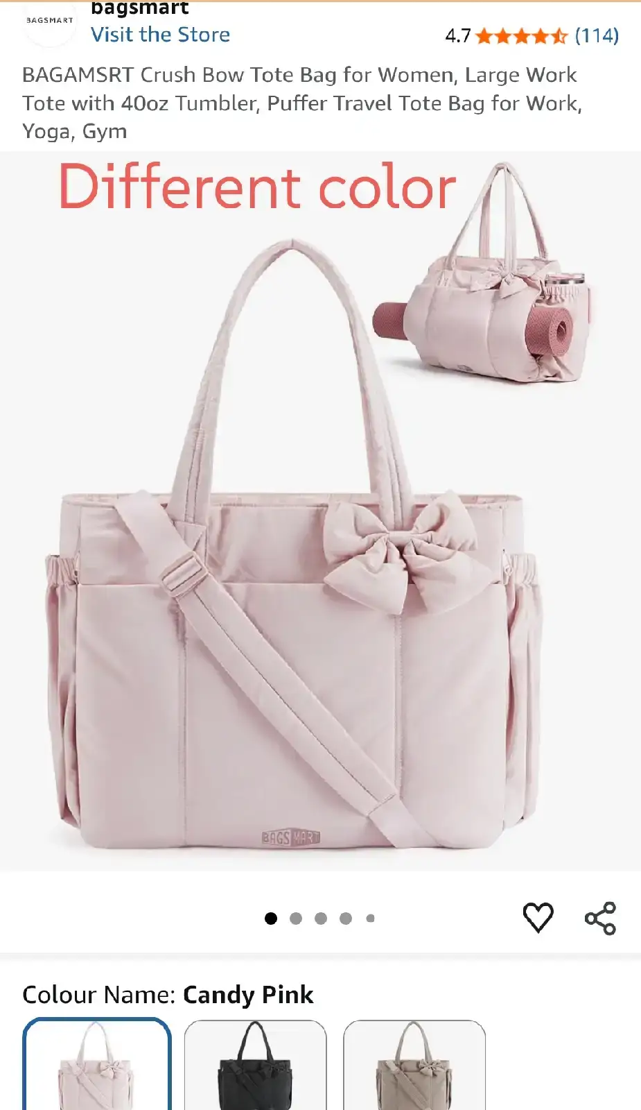 BAGSMART Crush Bow Tote Bag