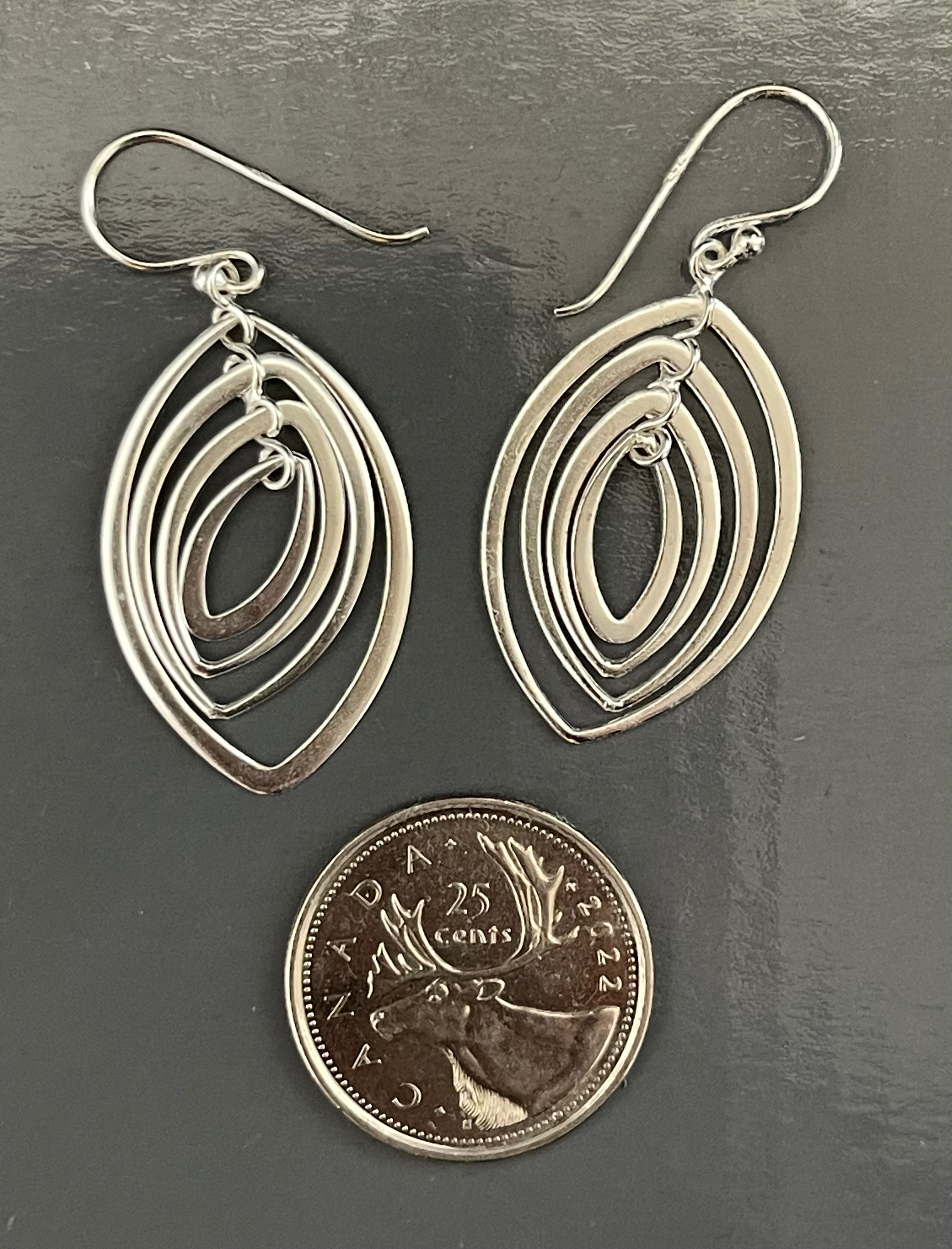 Vintage Sterling Silver "Crossover" Sculptural Dangle Earrings - photo 3