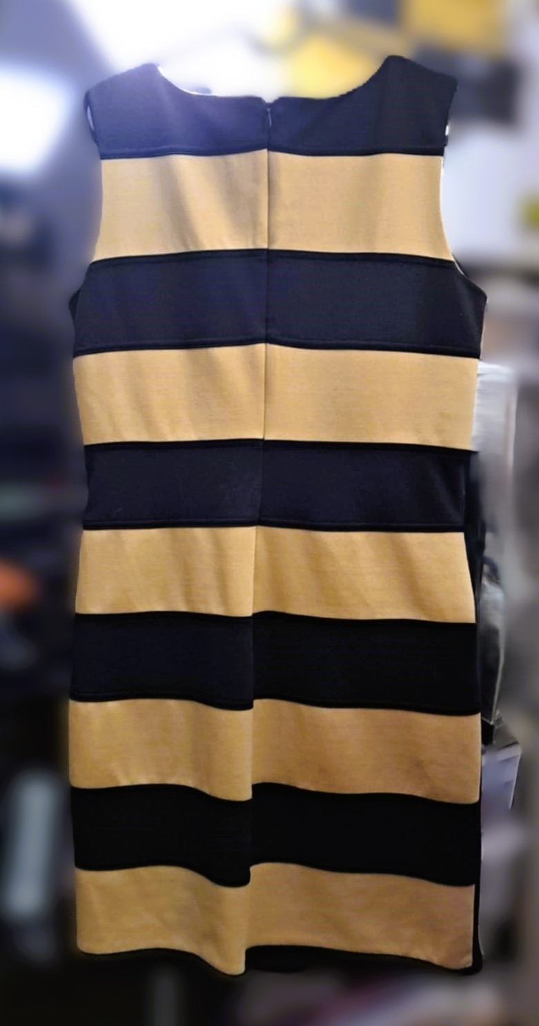 Authentic Calvin Klein Beige & Black Striped Sleeveless Dress - photo 2