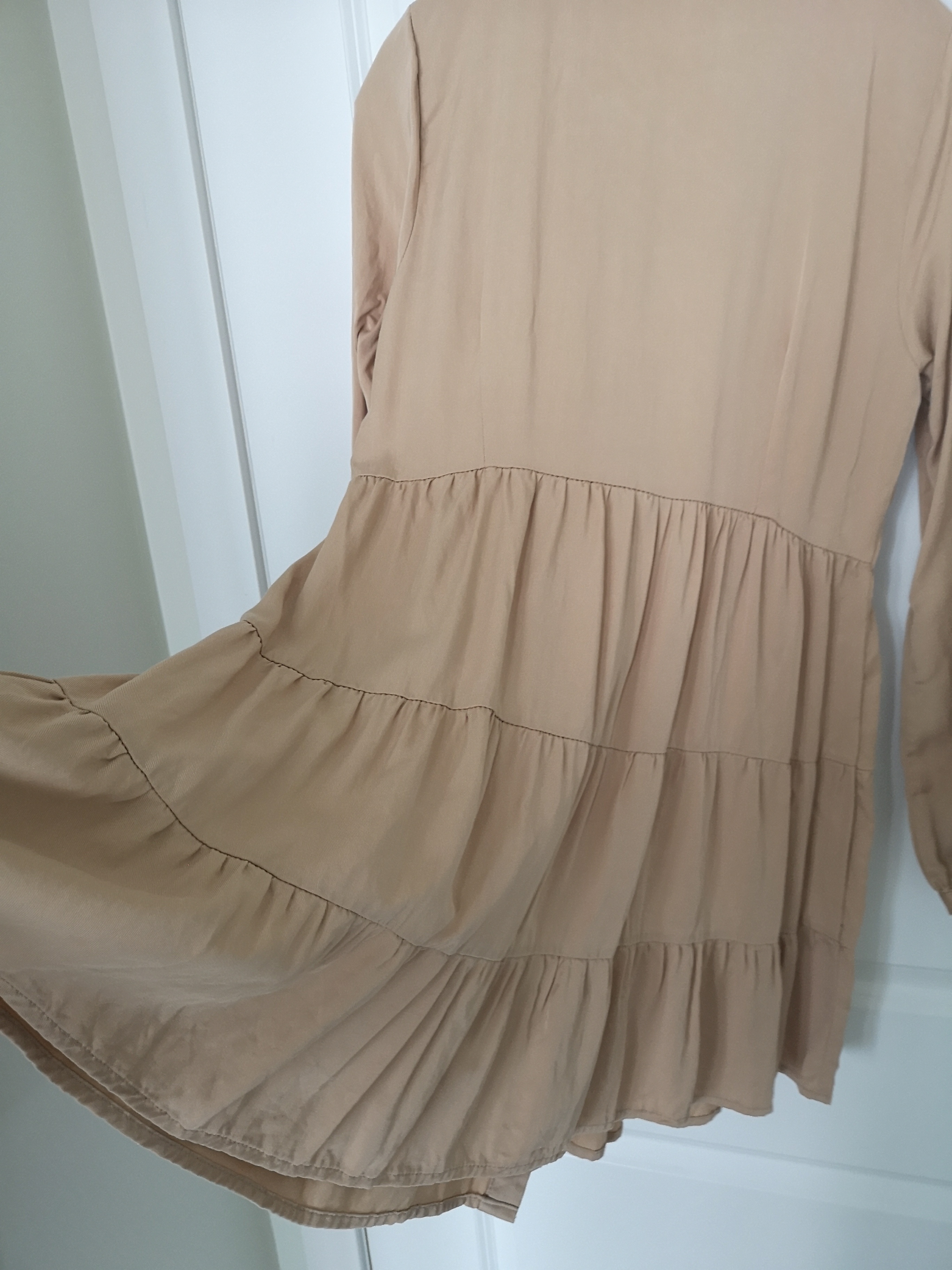 LCW Casual Tan Tiered Button-Down Dress - Size M - photo 3