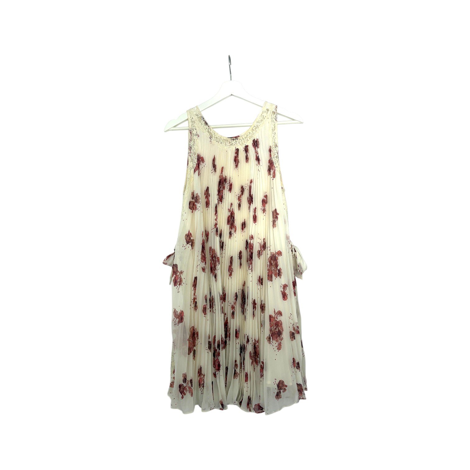 Free People Gardenia Combo Ivory Pink Floral Lace Tent Dress S - photo 3