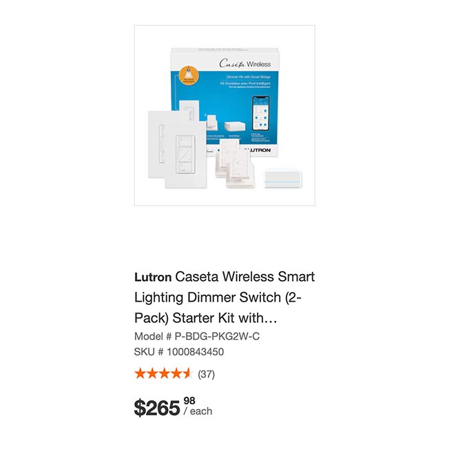 Lutron Caseta double dimmer starter kit, P-BDG-PKG2W-C - photo 3