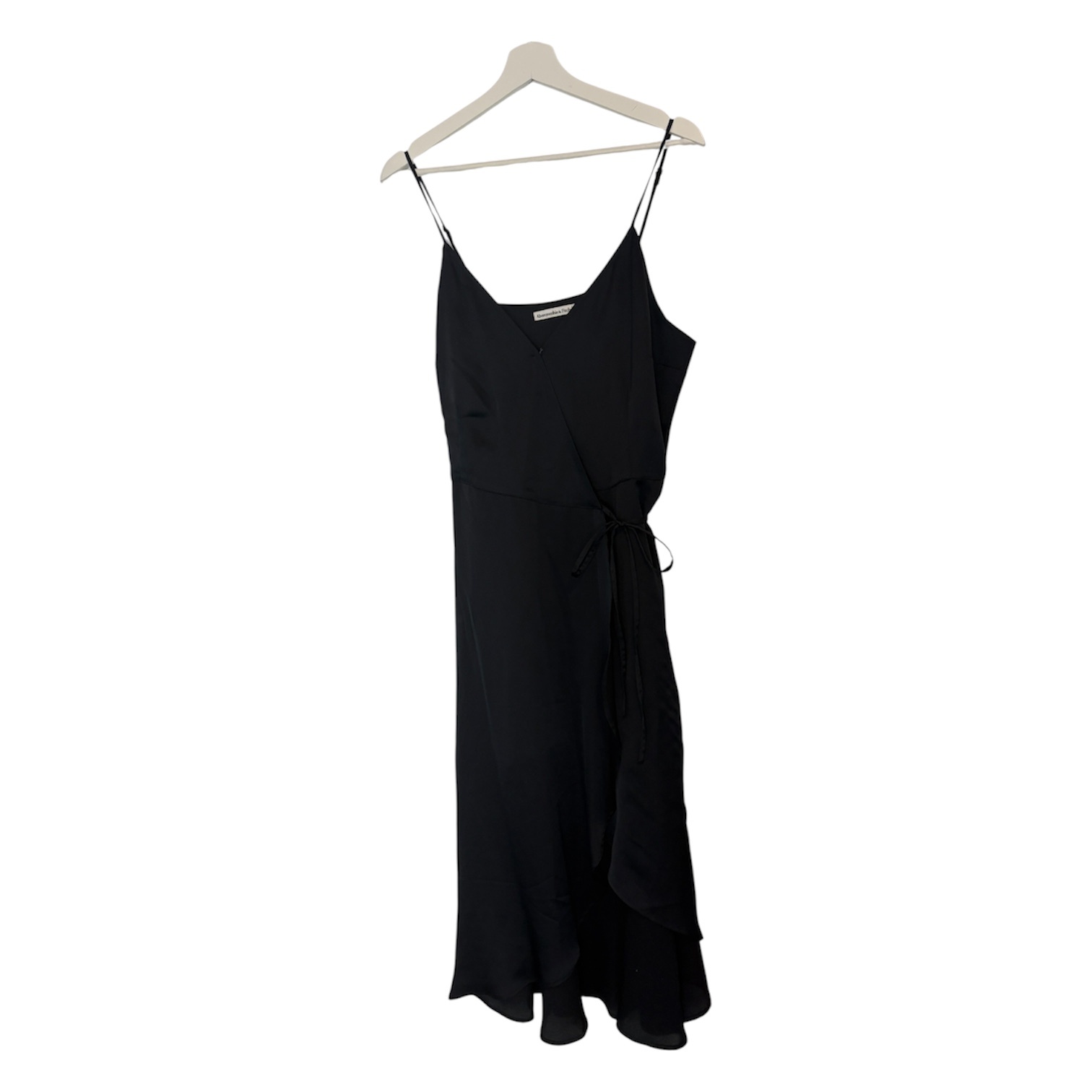 Abercrombie & Fitch Black Wrap Dress Size Large Satin Spaghetti - photo 2