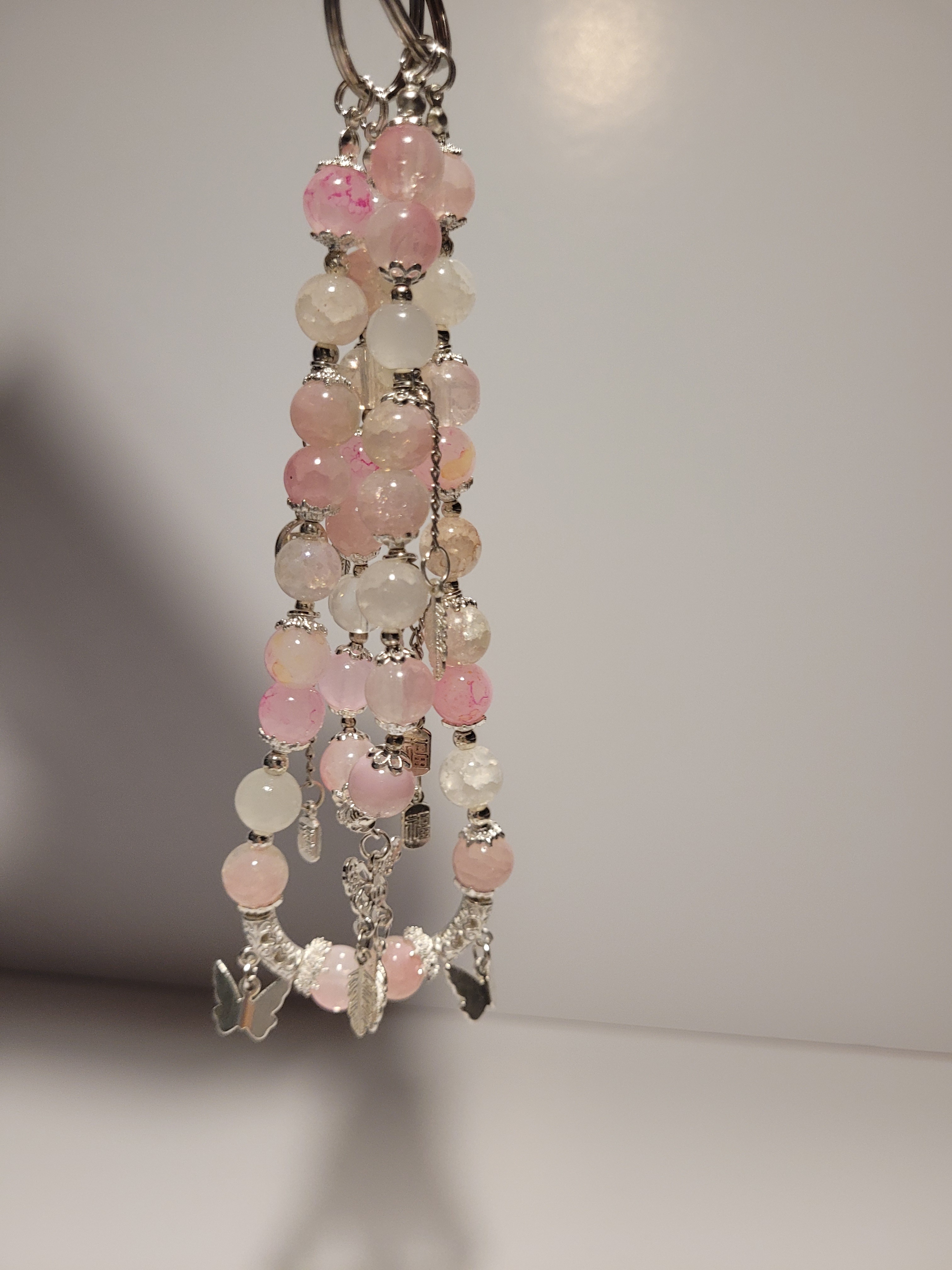 Pink & White Beaded Keychain - photo 3