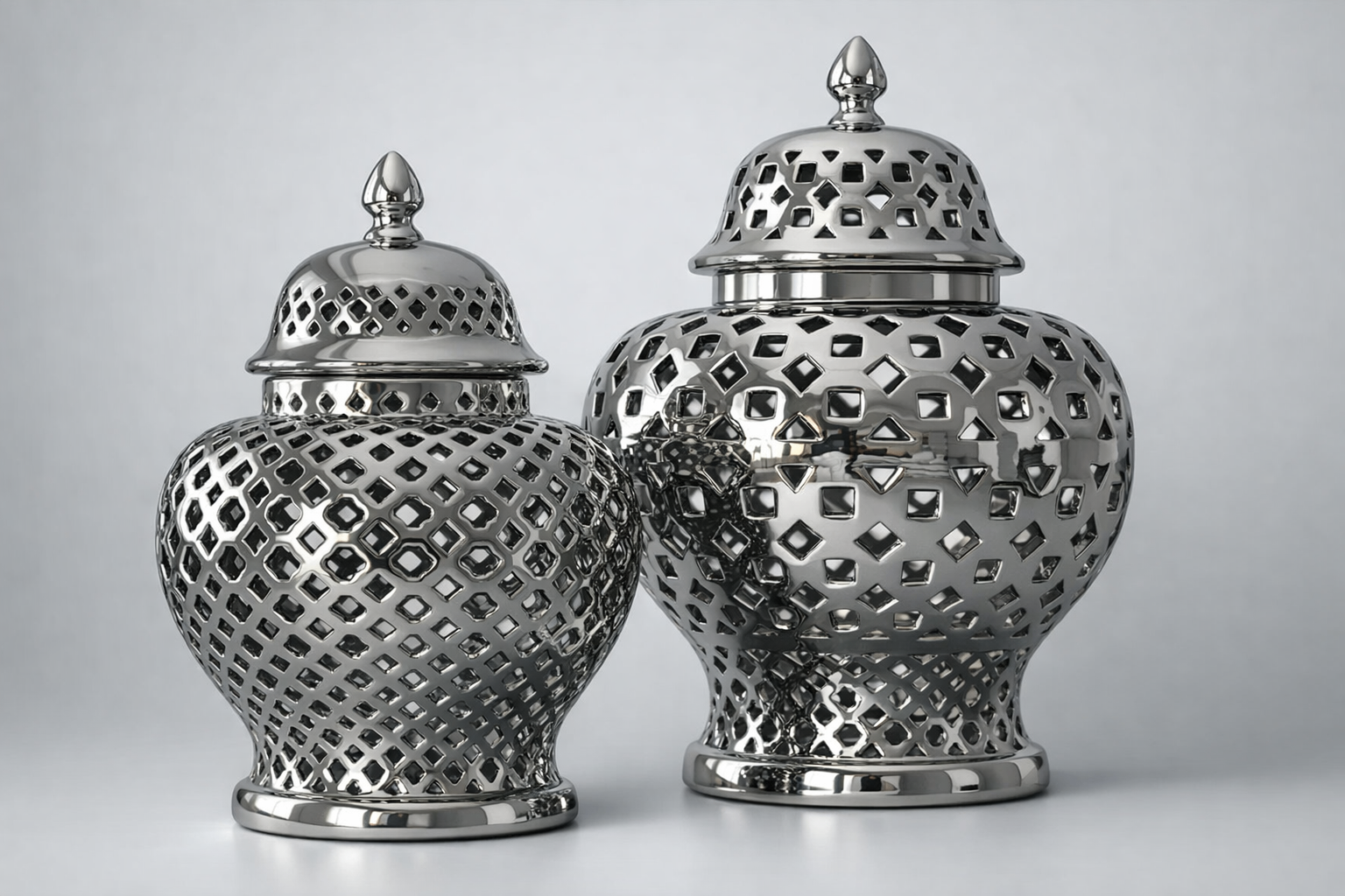 Luxury Decorative Silver Vase Duo - photo 2