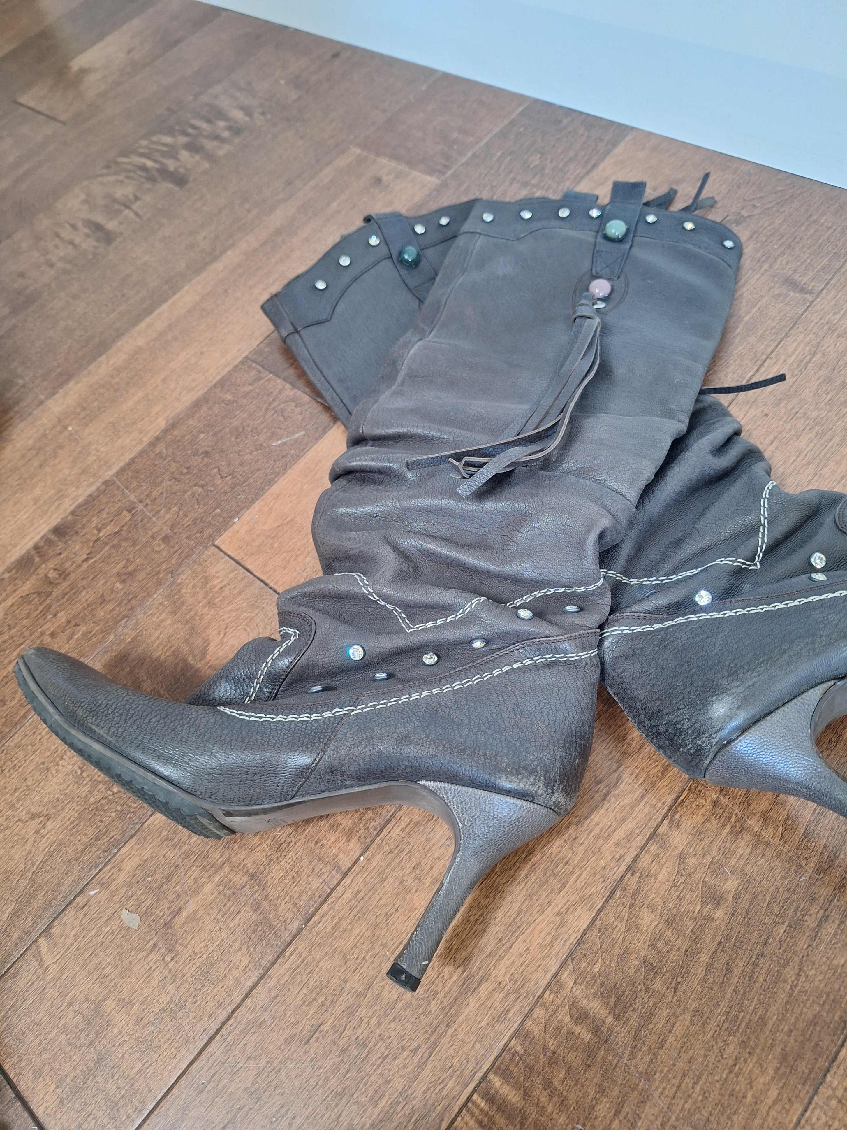 Women's Dark Brown Leather Tall Boots (Handmade) - photo 3