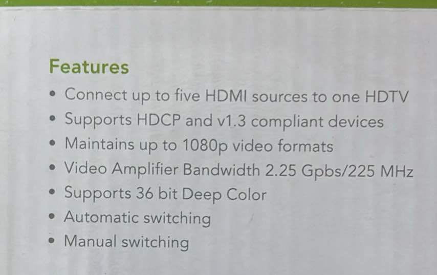 New in box Kanto 5x1 HDMI Auto Switch - photo 3