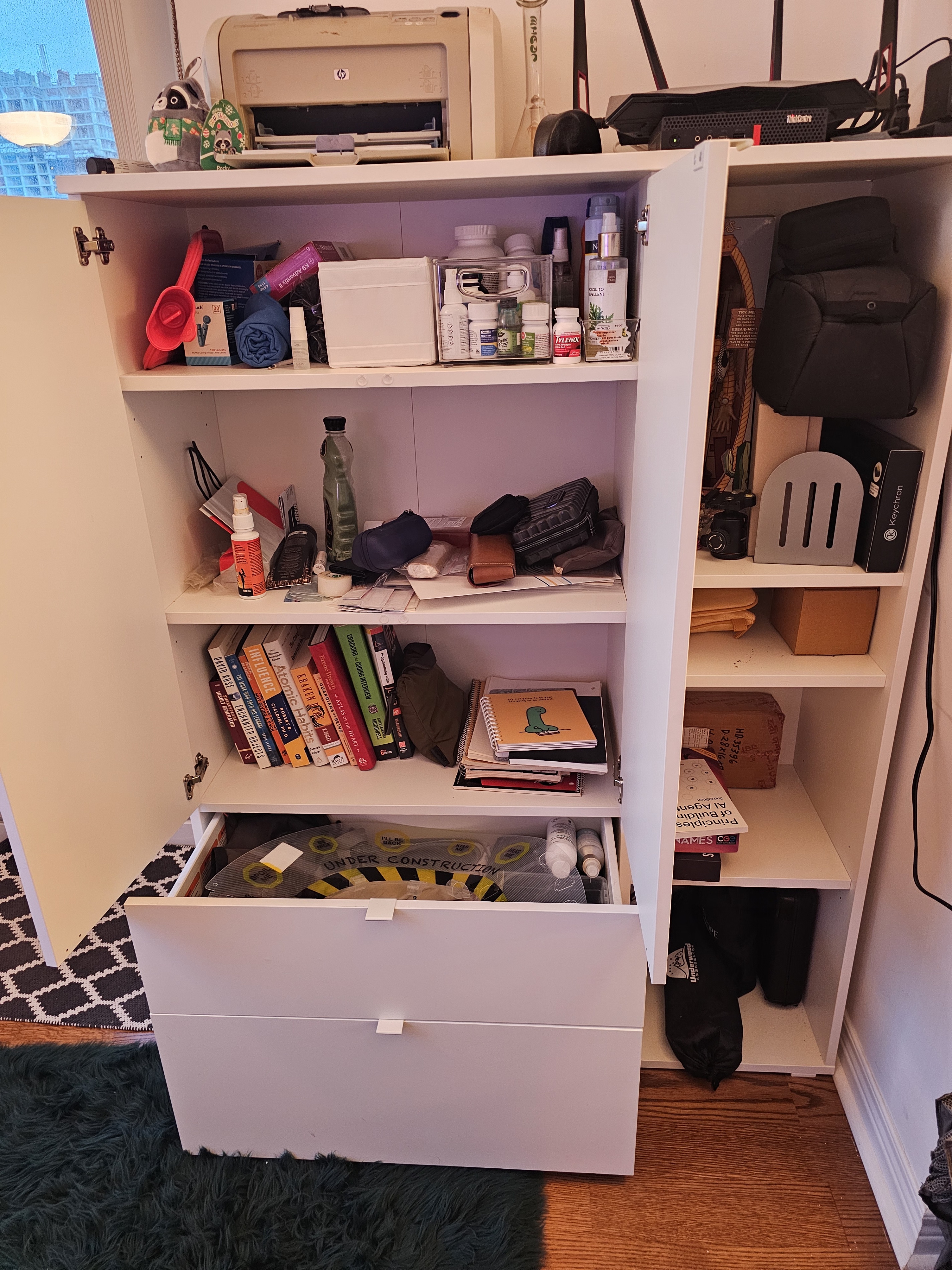 White Storage Cabinet with Shelves and Drawers - photo 2