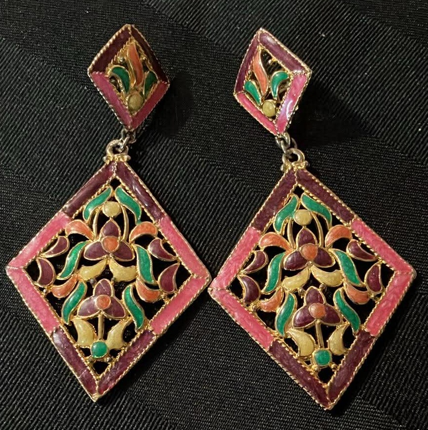Vintage Indian Style Pink Earrings (New)