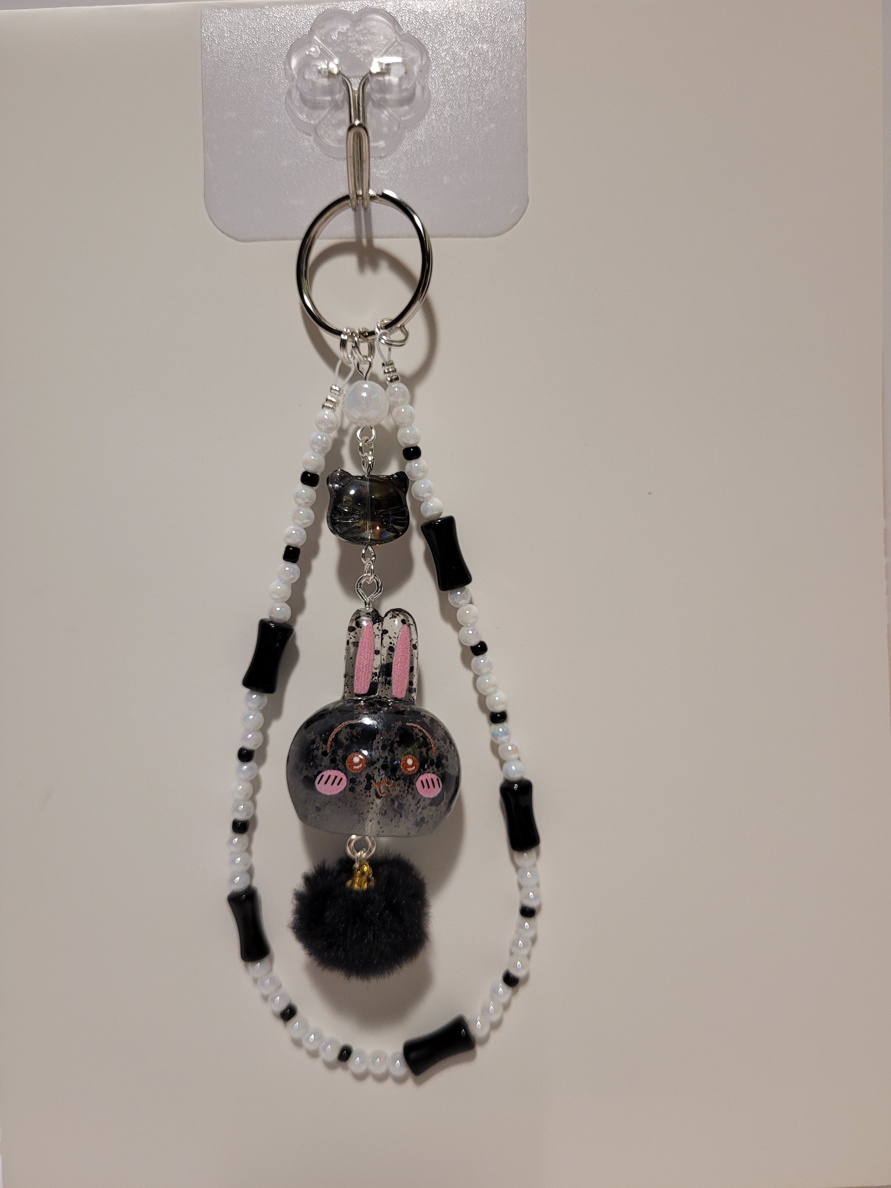 Handmade Beaded Bunny Keychain
