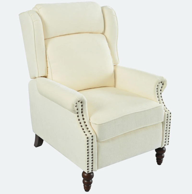 Cream Upholstered Recliner Chair