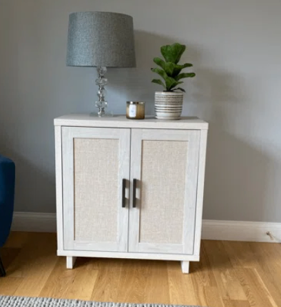 Grey Wash Accent Cabinet with Cane Doors - New in box - photo 2