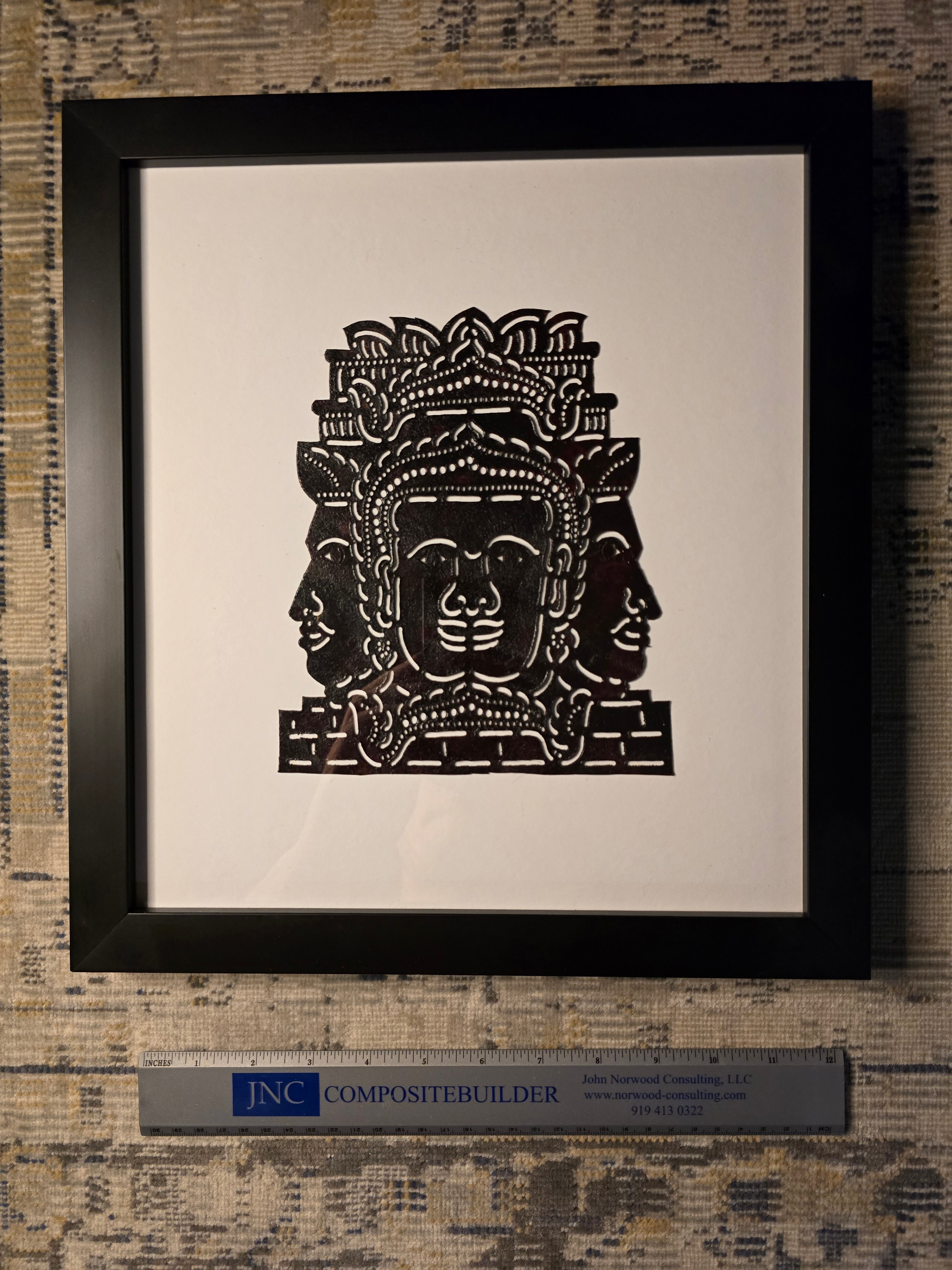 Carved Leather Framed  Art