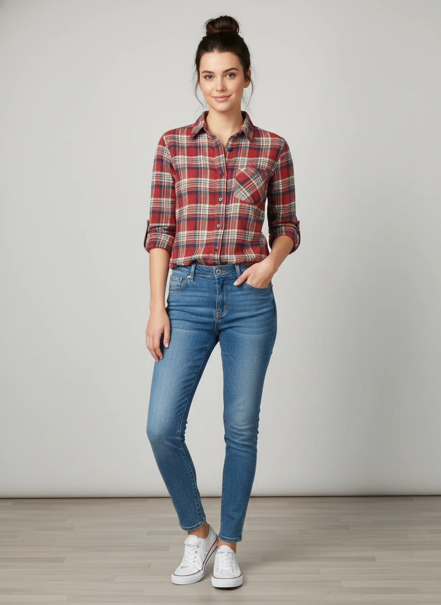 Japan Brand Women's Plaid Flannel Shirt - photo 2