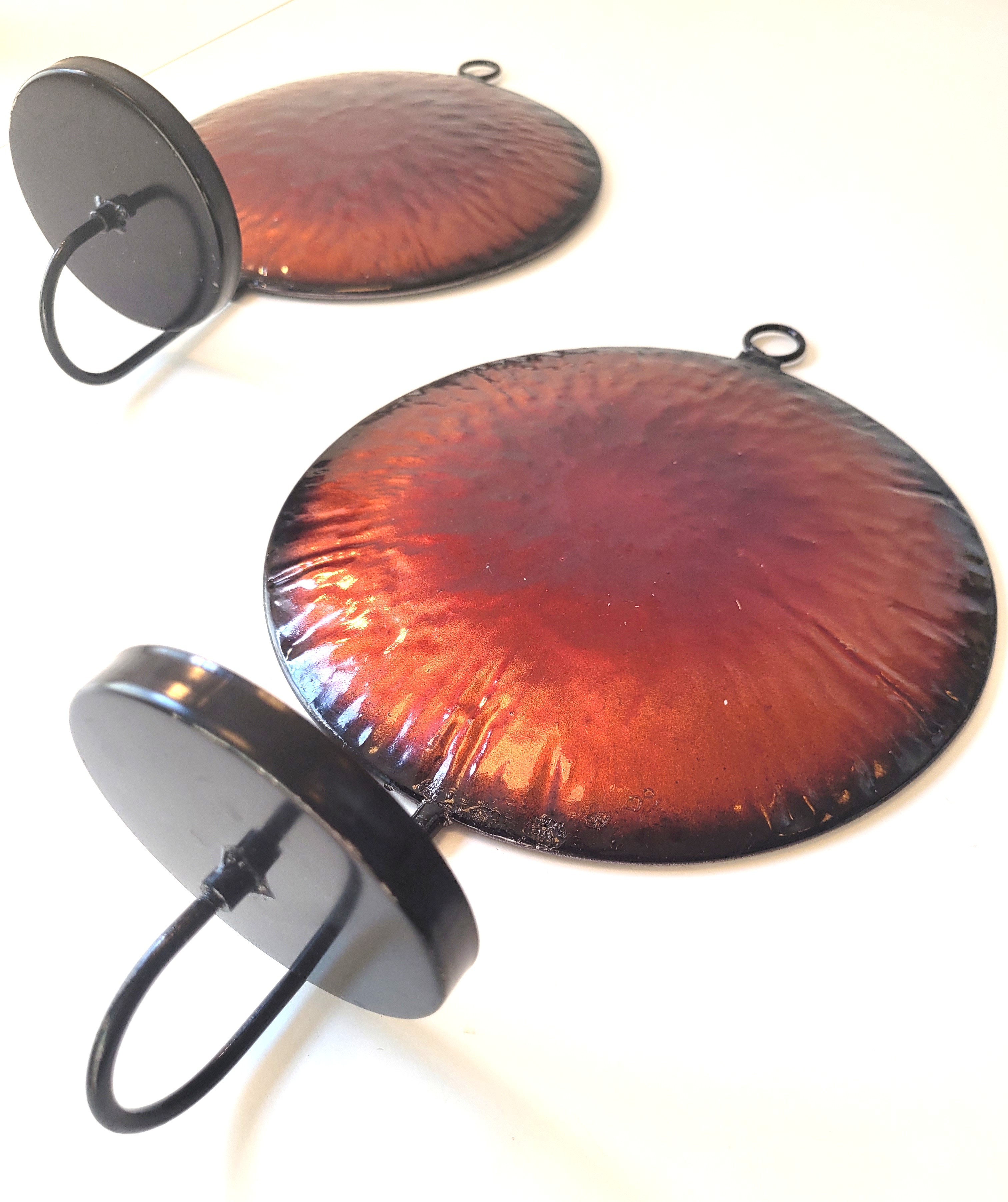 Set of 2 Sunburst Hammered Metal Wall Sconces - 9.25" Diameter - photo 2
