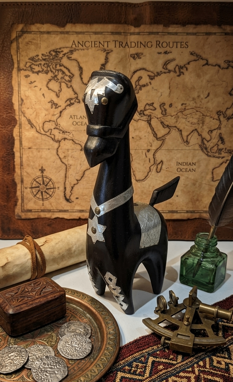 Carved Wooden Camel Decorative Figurine