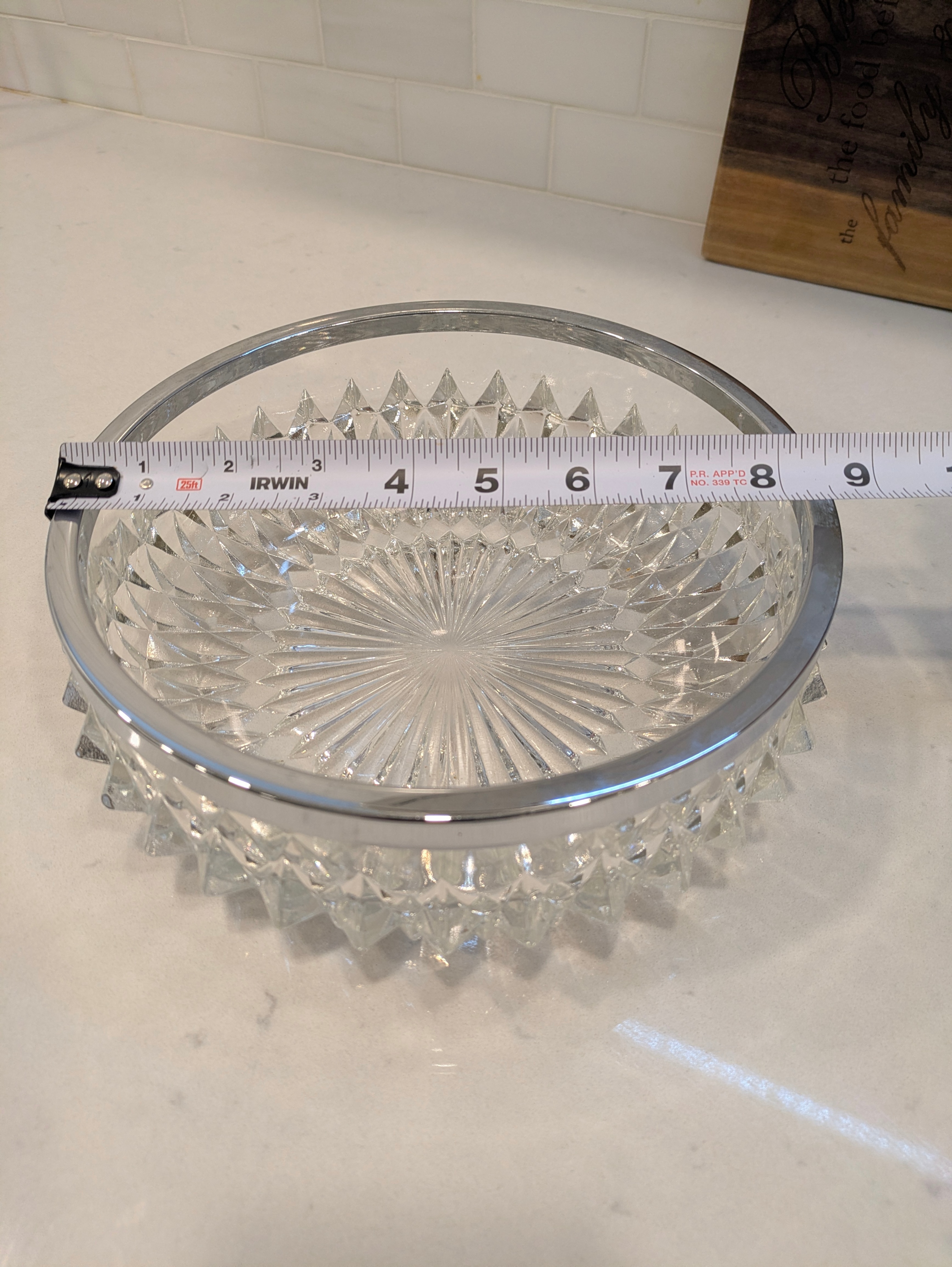 Glass Bowl with chrome Rim - 8.5 inch diameter - photo 2