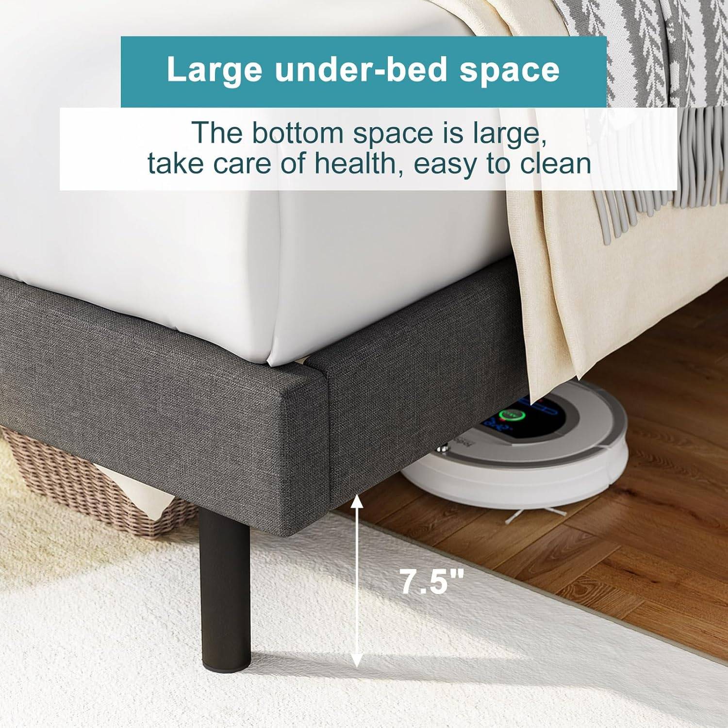 Upholstered Platform Bed Frame – KING SIZE - photo 5