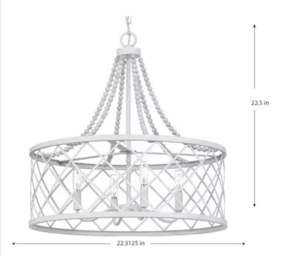 Bisset 4 Light White Coastal Chandelier Pendant Light - photo 2