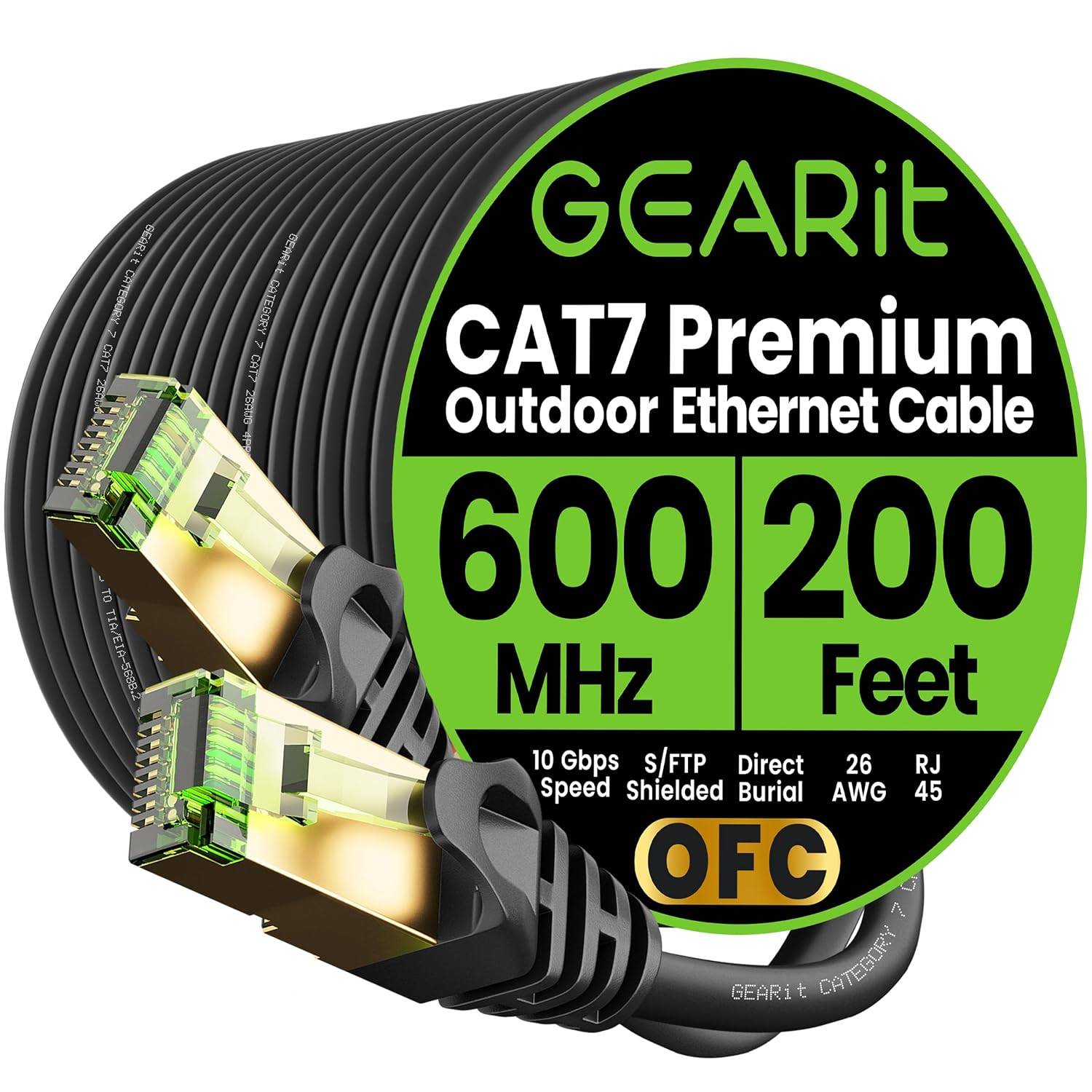GearIT Cat7 Outdoor Ethernet Cable (200 Feet)