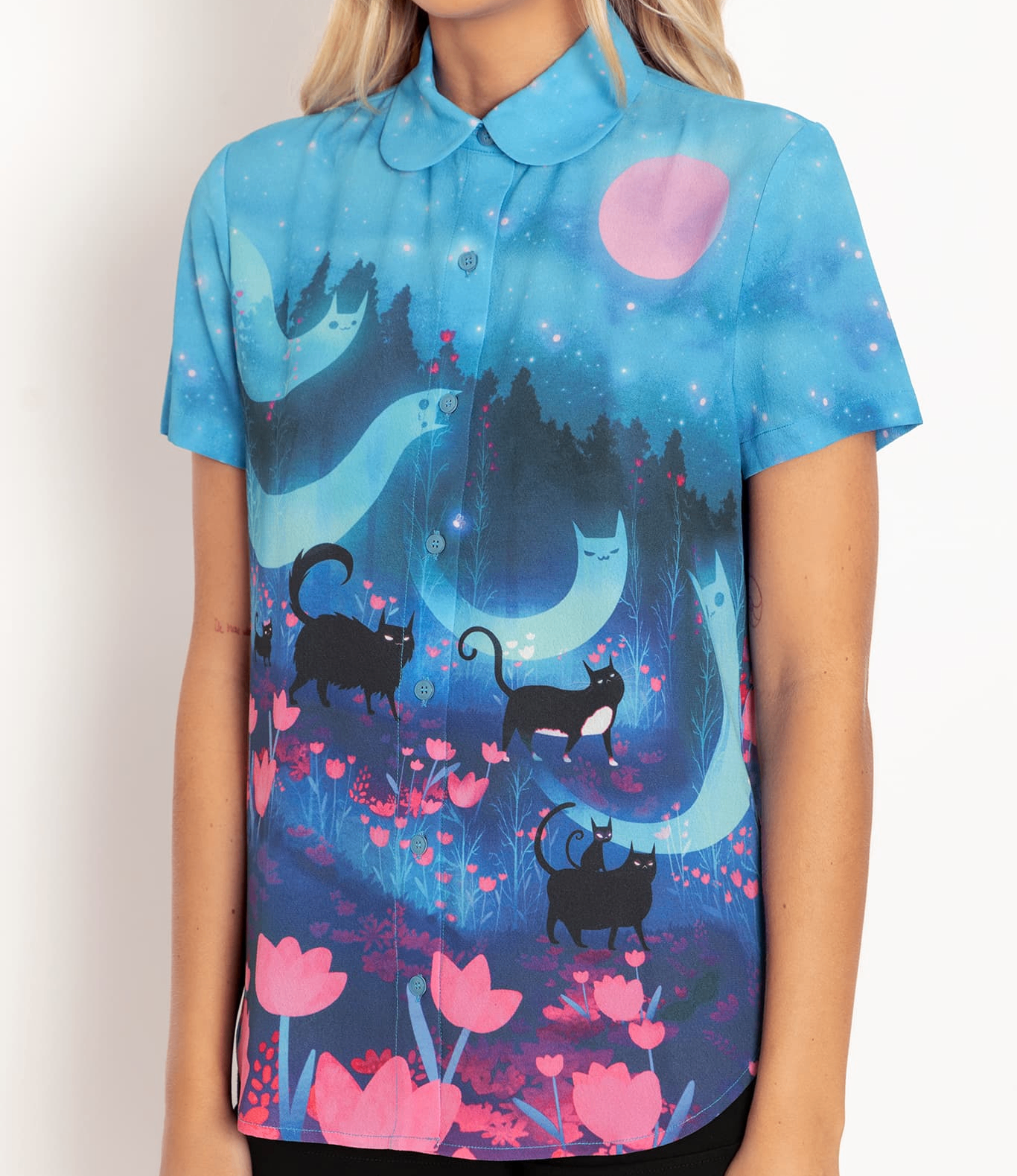 Blackmilk Kitty Parade Button Up Shirt