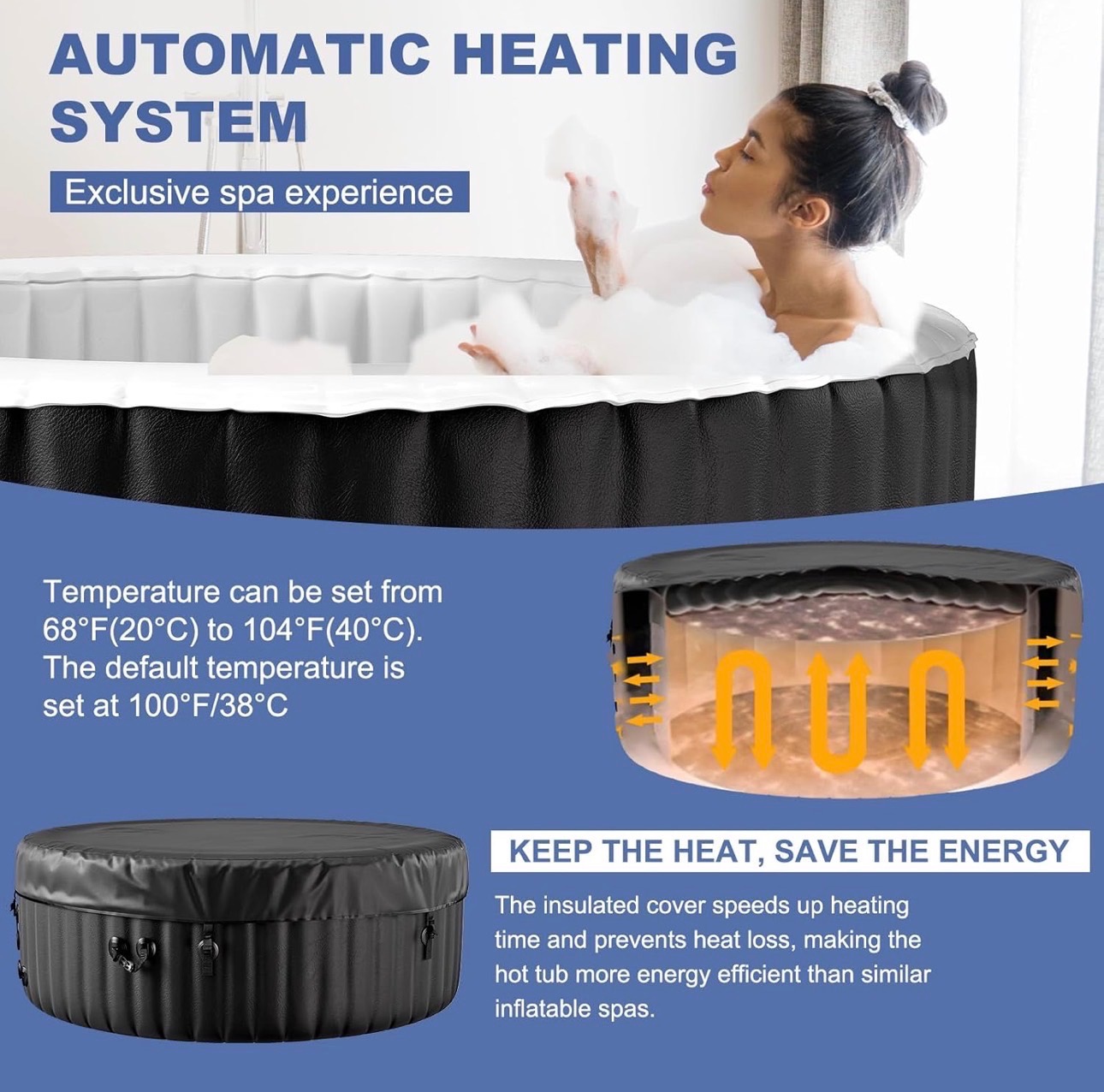 Outdoor Spa Tubs 2-4 Person Portable Blow Up Spa 120 Soothing Bu - photo 4
