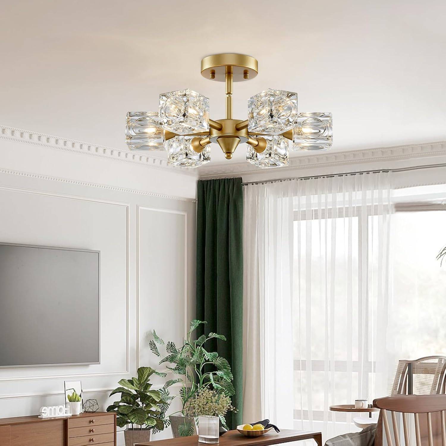 6-Light Crystal Chandelier Flush Mount - photo 3