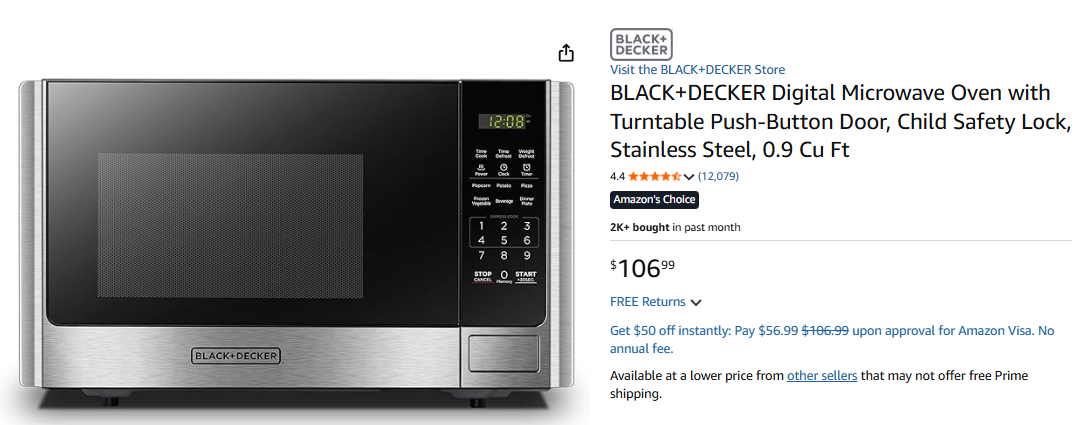 BLACK+DECKER Digital Microwave Oven (0.9 Cu Ft, Stainless Steel) - photo 2