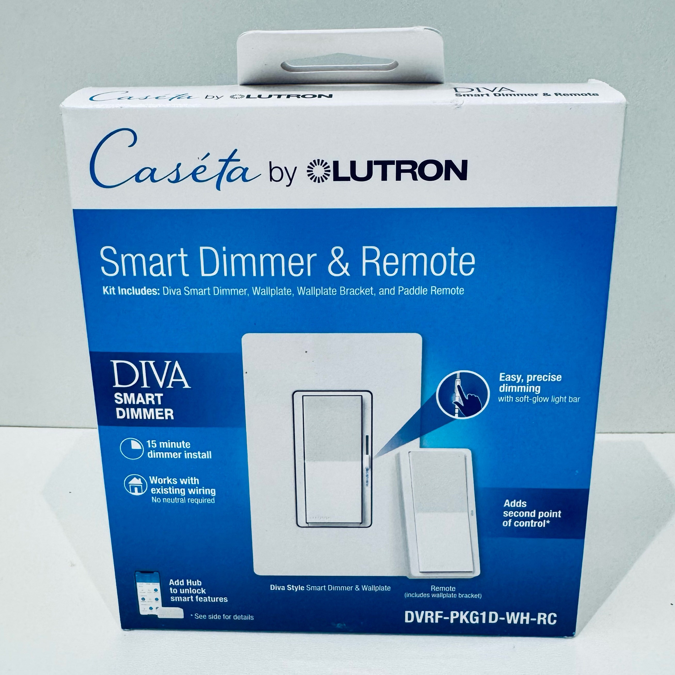 Lutron Caseta Diva smart dimmer kit, DVRF-PKG1D-WH-RC