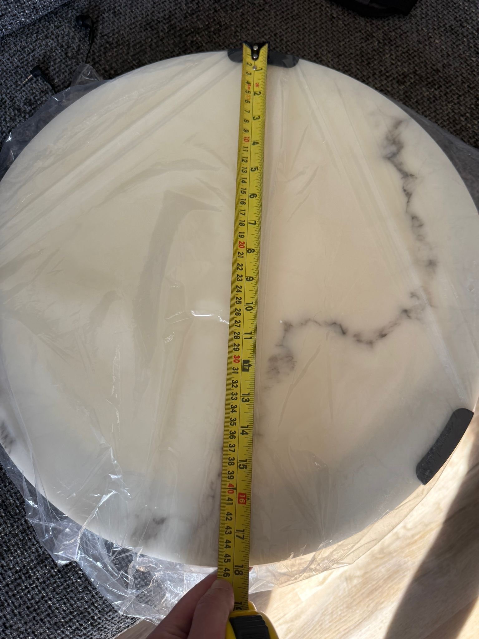 Modern Flush Mount Ceiling Light – Marble Look Glass (Brand New) - photo 4