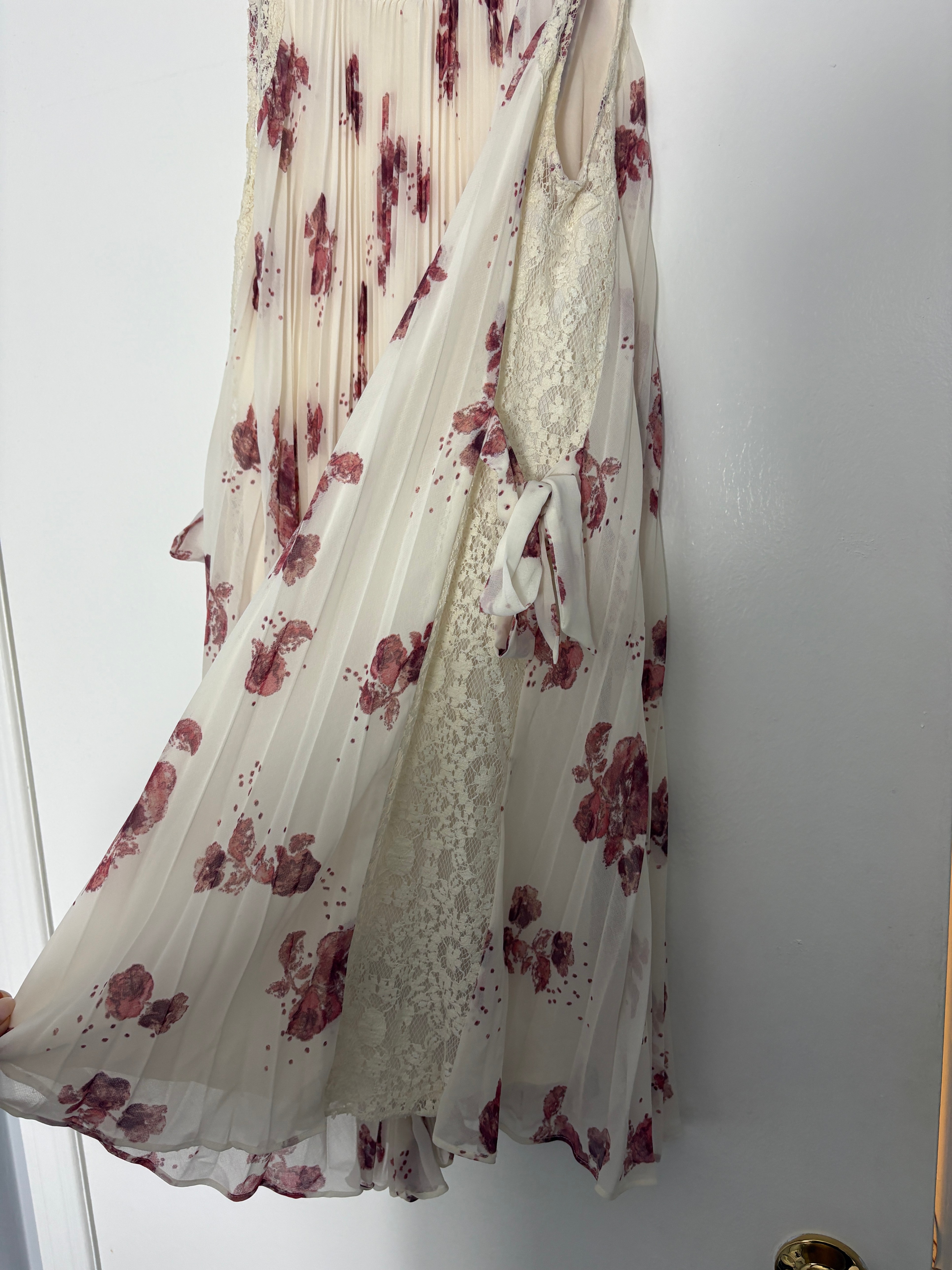Free People Gardenia Combo Ivory Pink Floral Lace Tent Dress S - photo 5